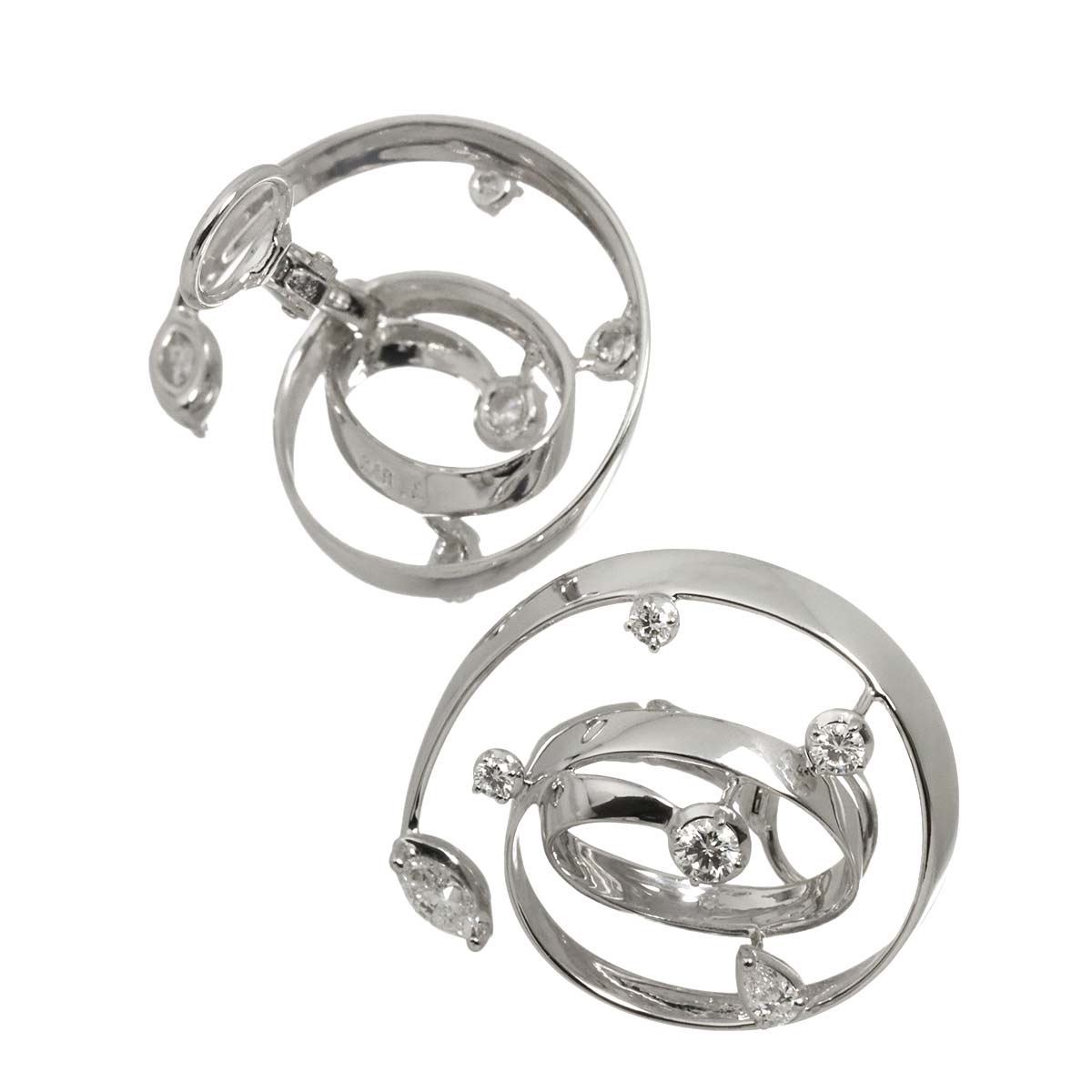 Diamond 0.53ct/0.48ct Earrings Clip on 18K White Gold 750