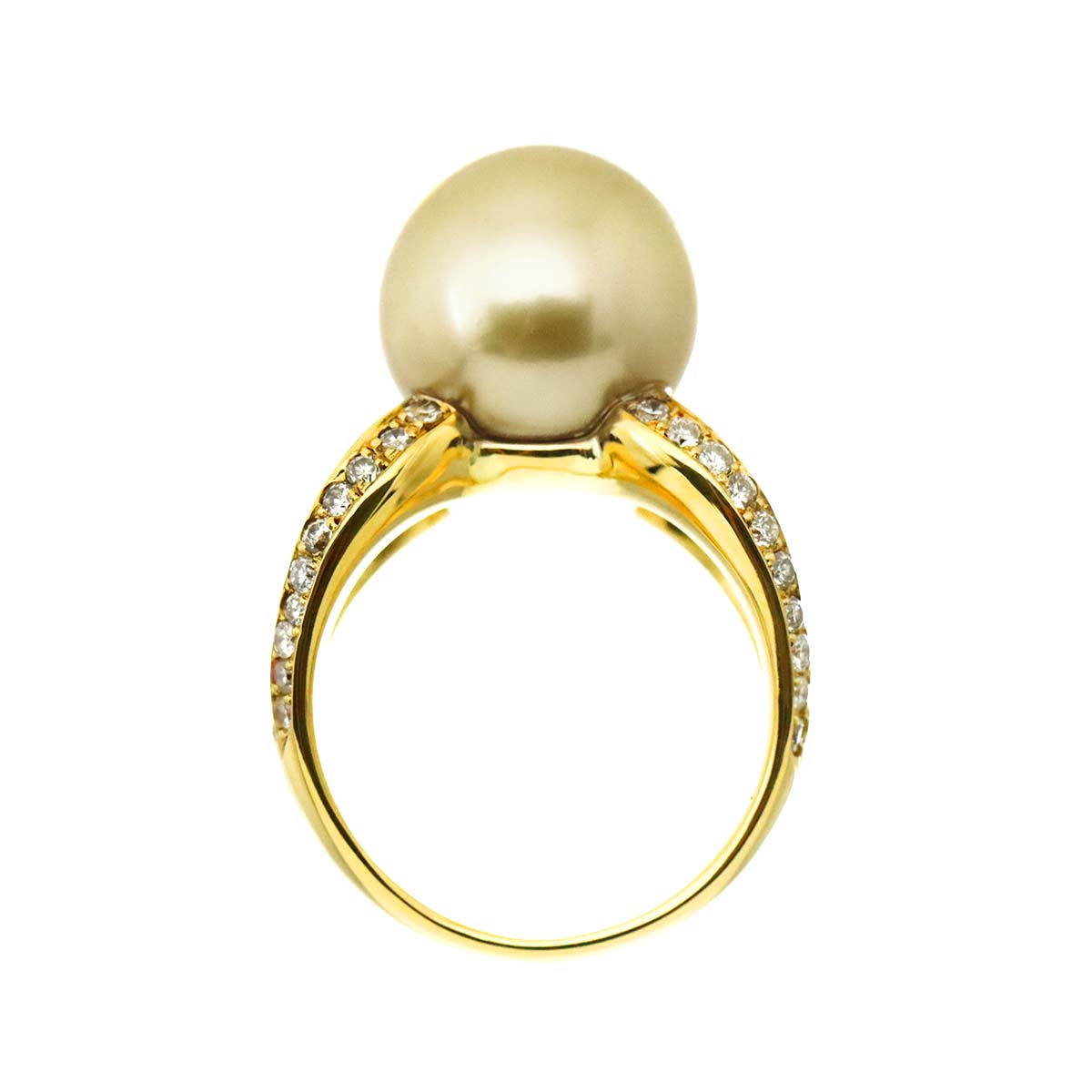 South Sea pearl 13.0mm Diamond 1.06ct Ring 18K K18 YG 750 6.75(US)