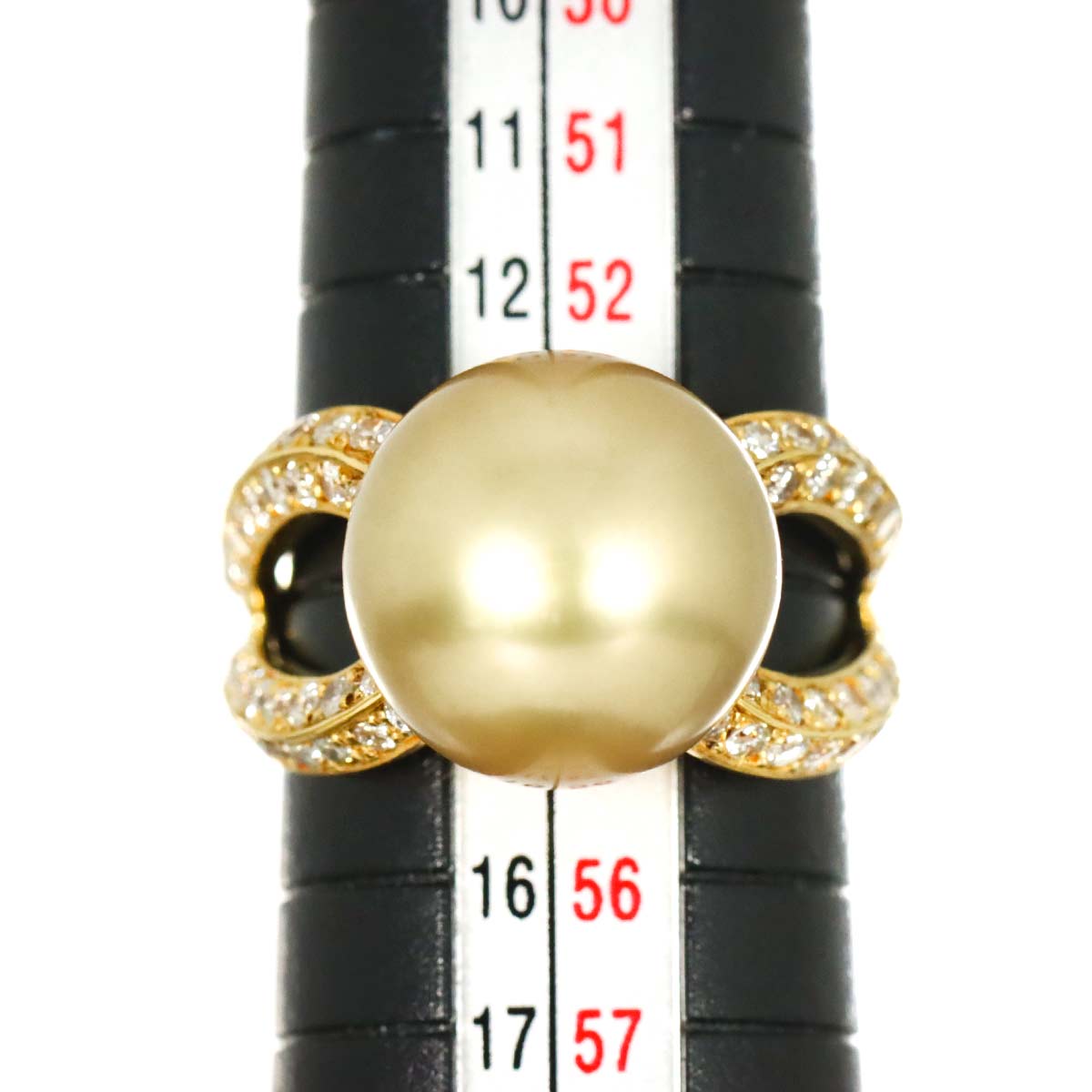 South Sea pearl 13.0mm Diamond 1.06ct Ring 18K K18 YG 750 6.75(US)