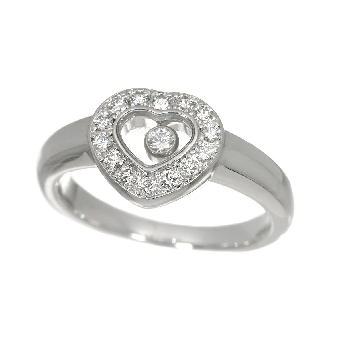 Happy Diamond Heart Ring 18K White Gold 750 Size5.5-5.75(US)