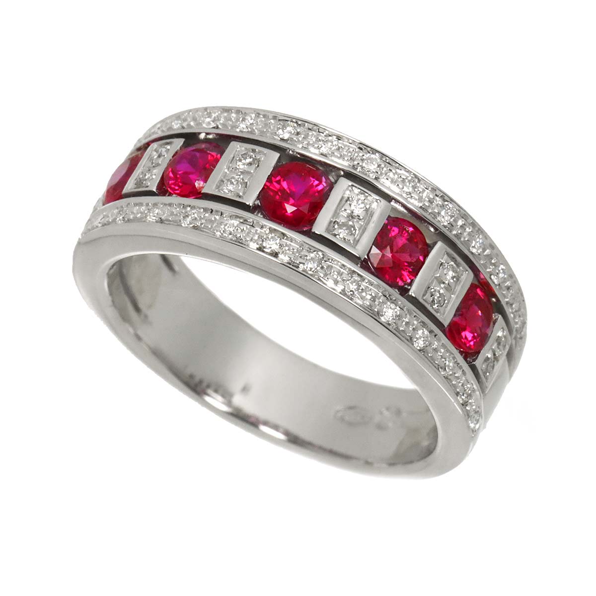 Belle Epoque Ruby Diamond Ring 18K WG 750 Size5.5-5.75(US)