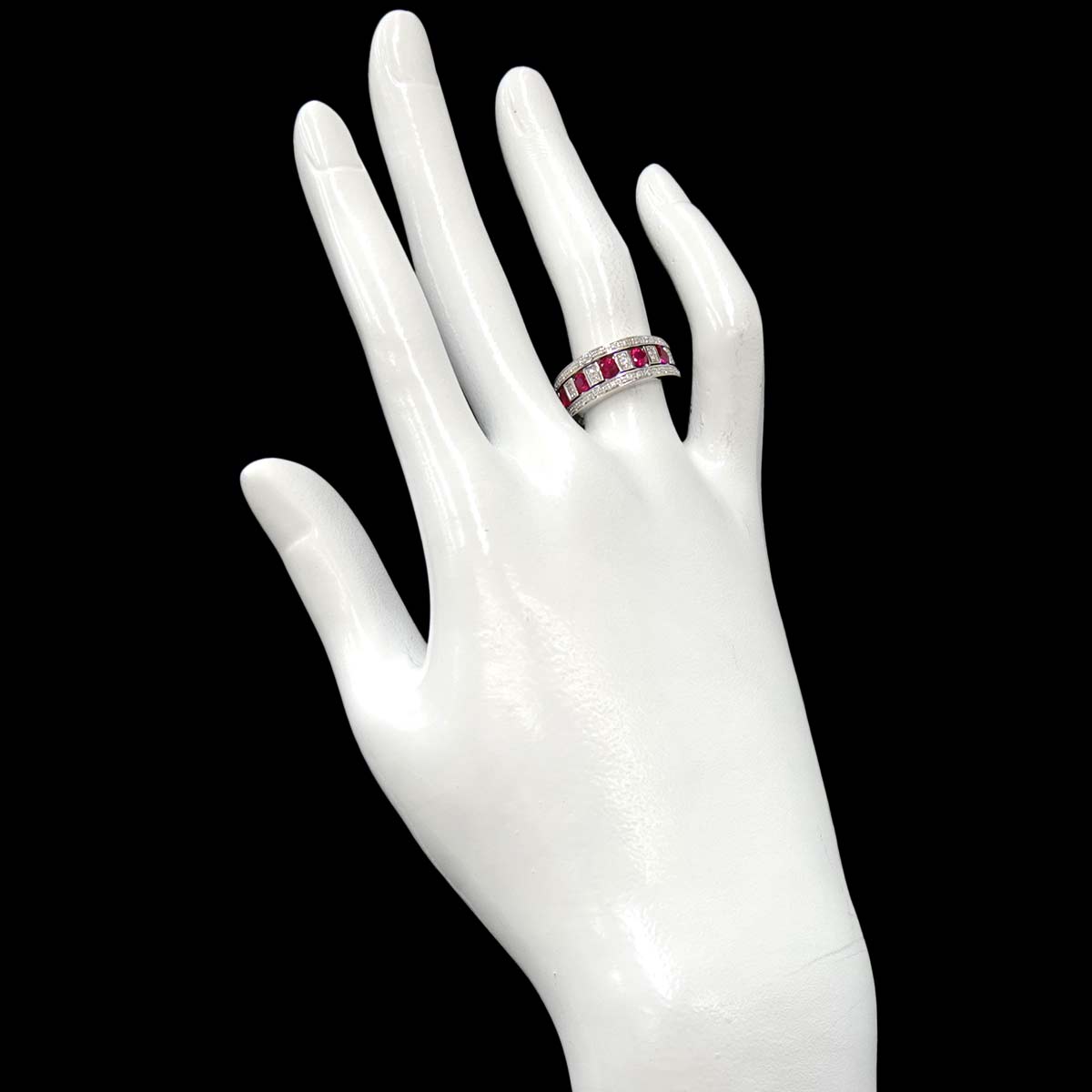 Belle Epoque Ruby Diamond Ring 18K WG 750 Size5.5-5.75(US)