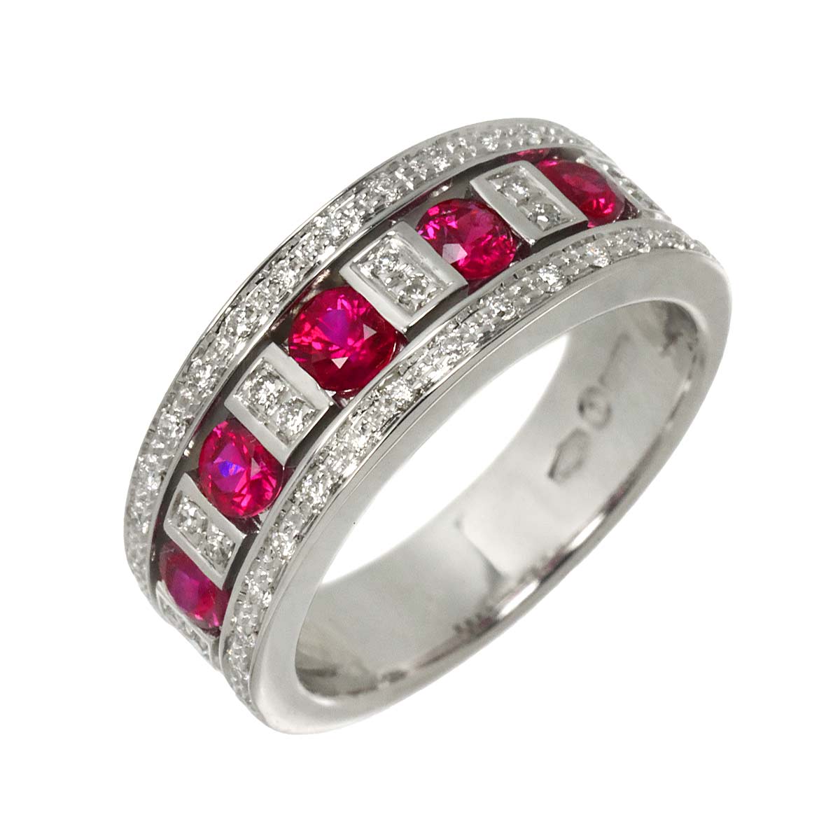 Belle Epoque Ruby Diamond Ring 18K WG 750 Size5.5-5.75(US)