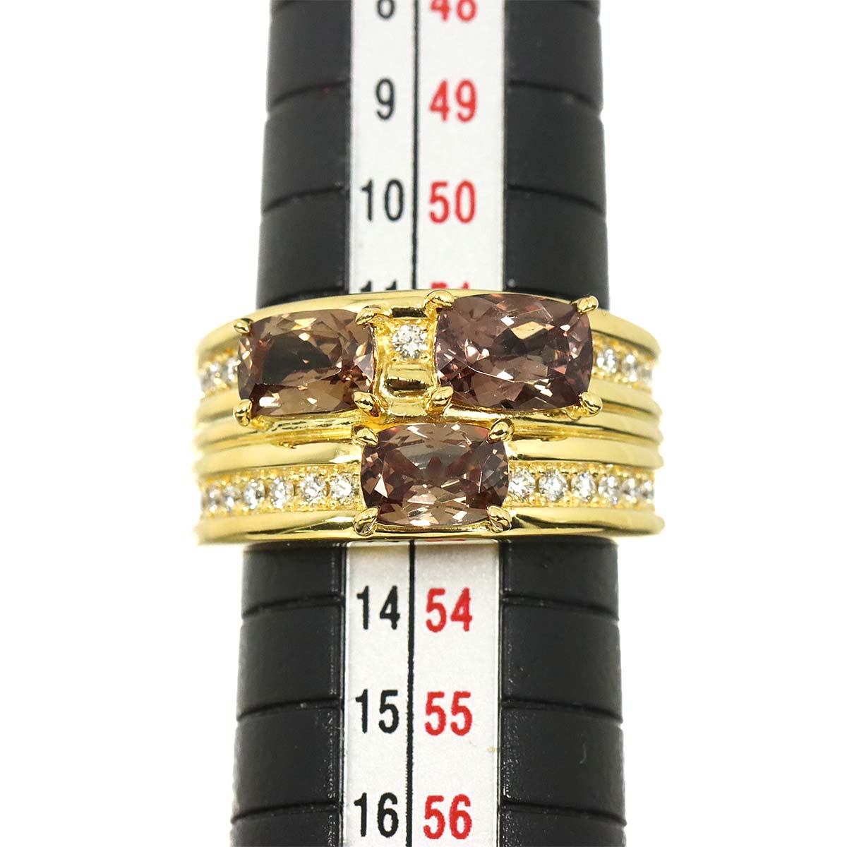 Garnet 2.96ct Diamond 0.23ct Ring 18K YG 750 size6-6.25(US)