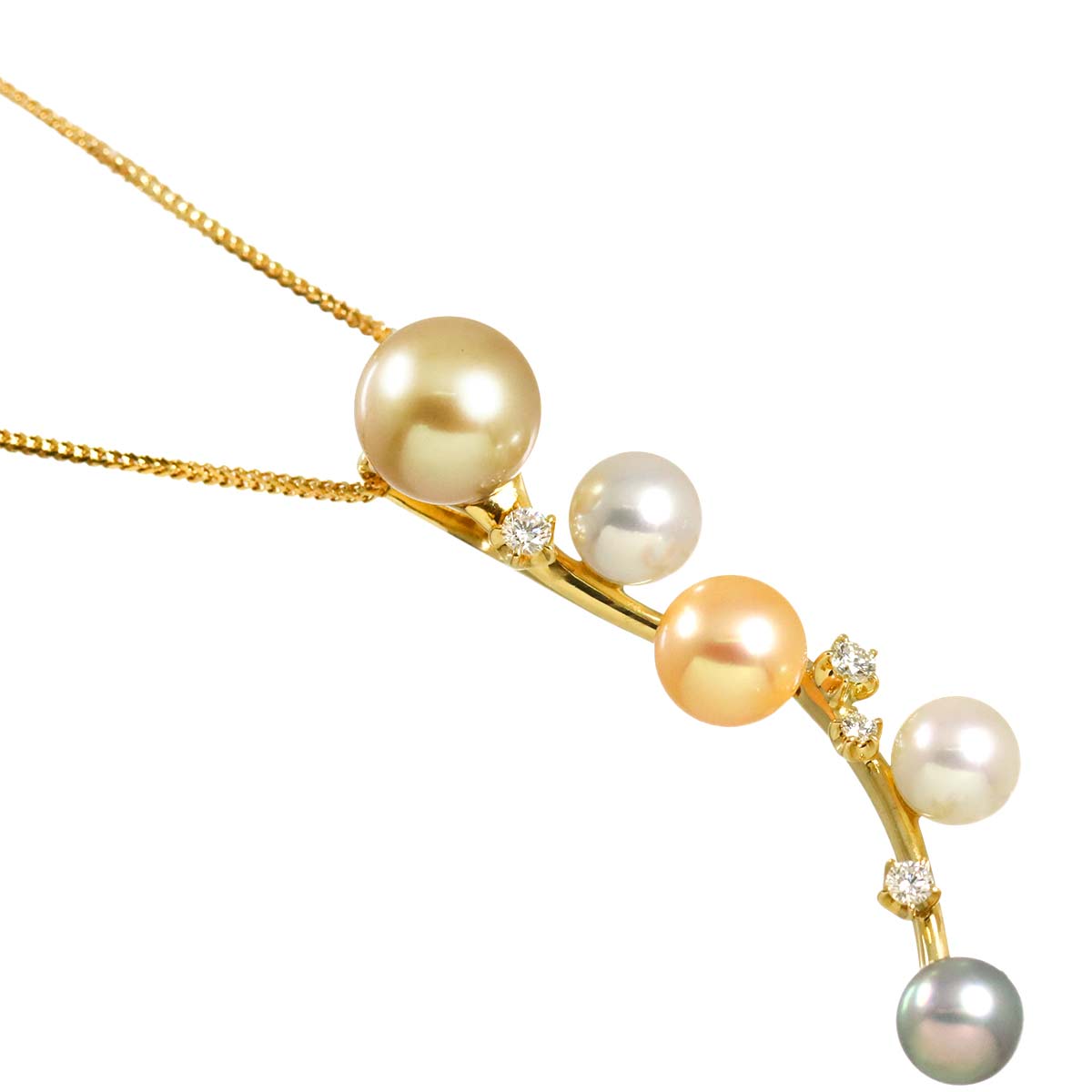 South Sea pearl Akoya Pearl Diamond Necklace 18K YG 750