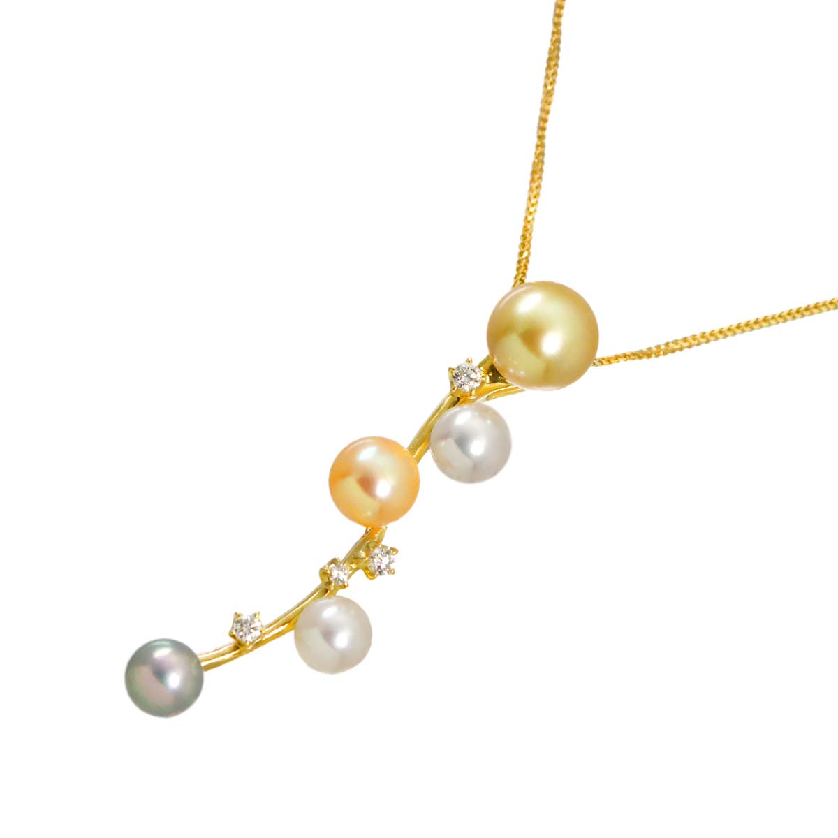 South Sea pearl Akoya Pearl Diamond Necklace 18K YG 750