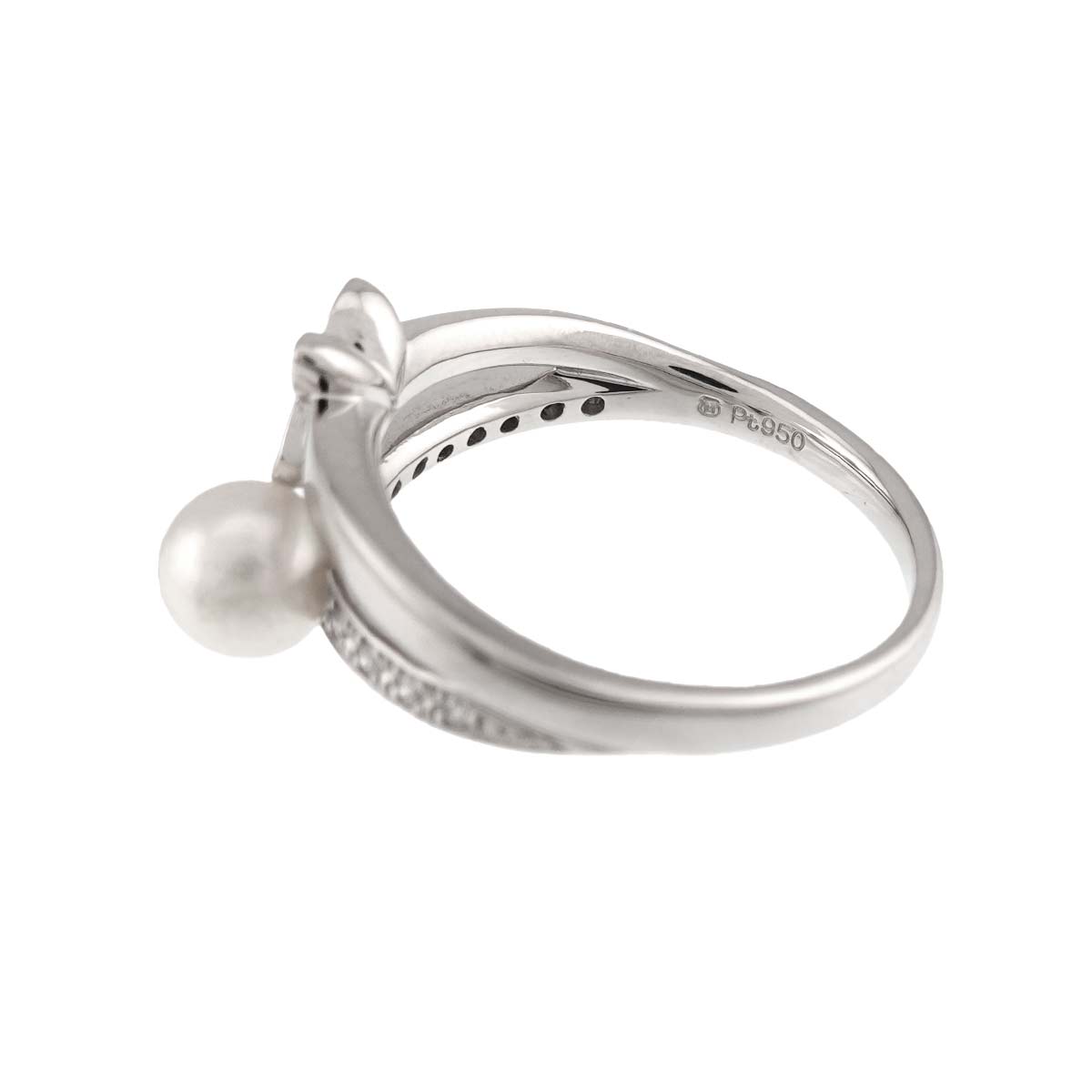 Akoya Pearl 5.6mm Diamond Ring Platinum size6.25-6.5(US)