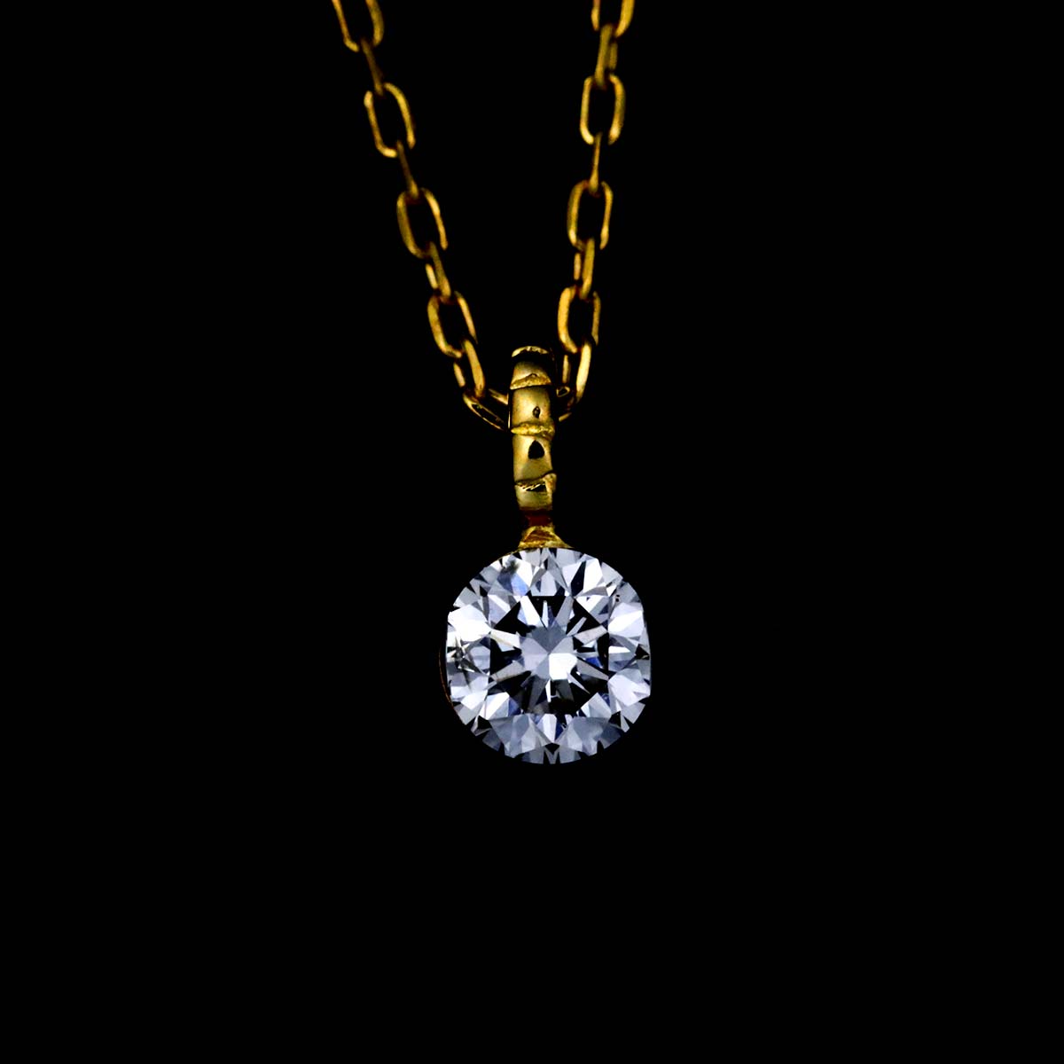 4C Diamond Necklace 18K Yellow Gold 750