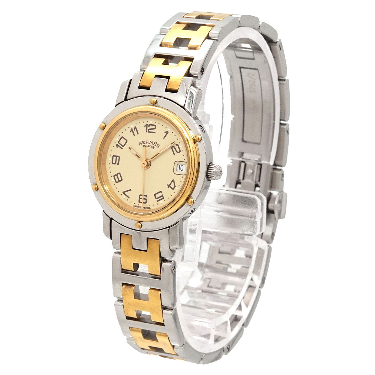 Clipper Two Tone CL4 220 Quartz Date cream Dial Ladies Watch