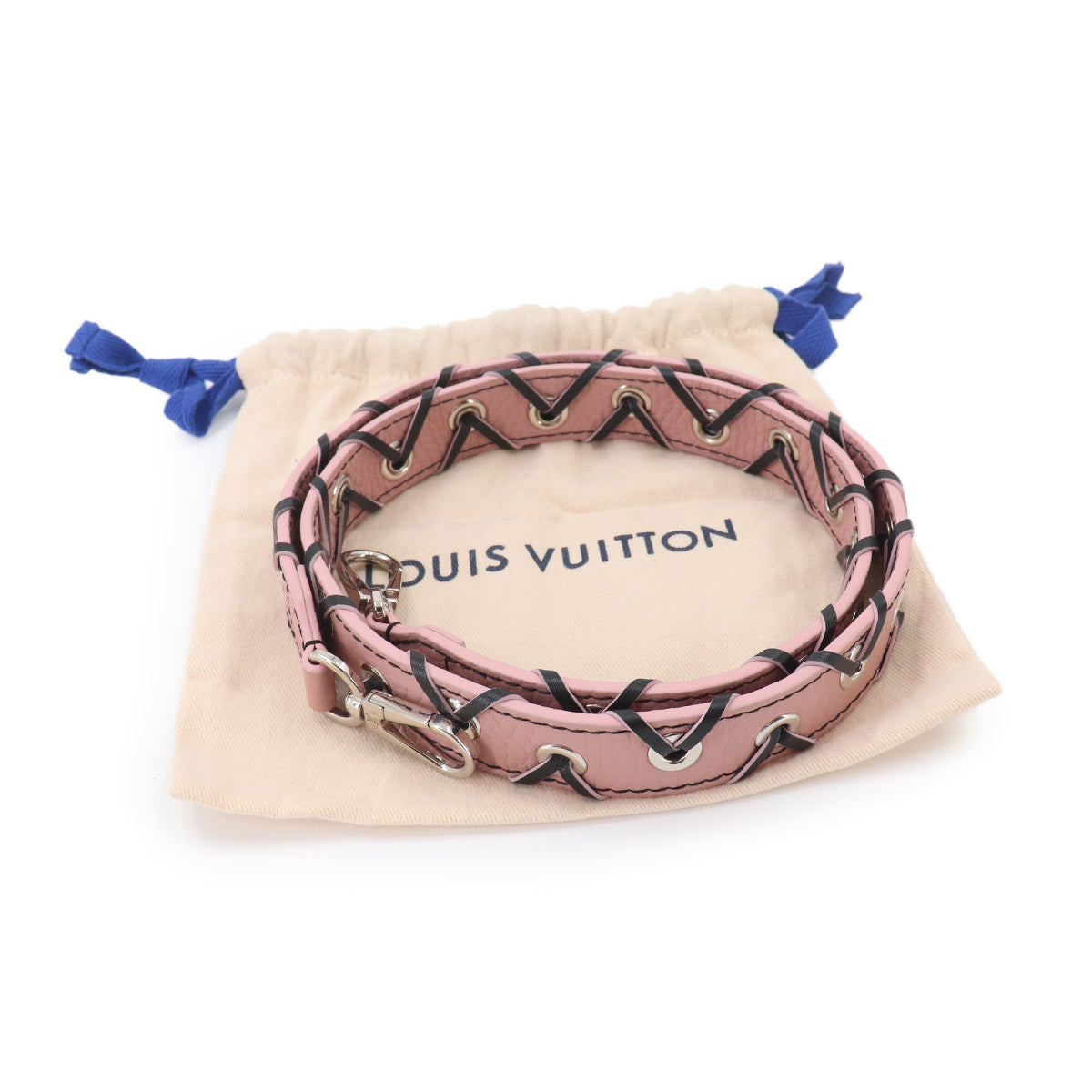Shoulder Strap Leather Pink Black Lace-Up