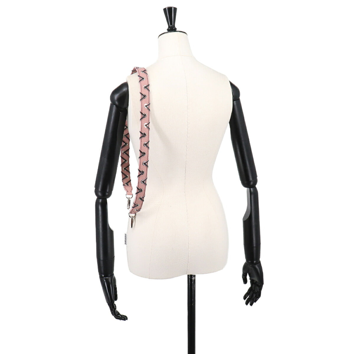 Shoulder Strap Leather Pink Black Lace-Up
