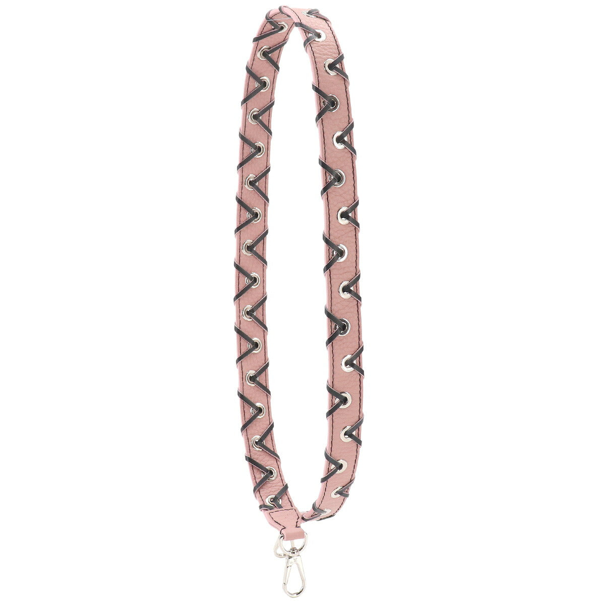 Shoulder Strap Leather Pink Black Lace-Up