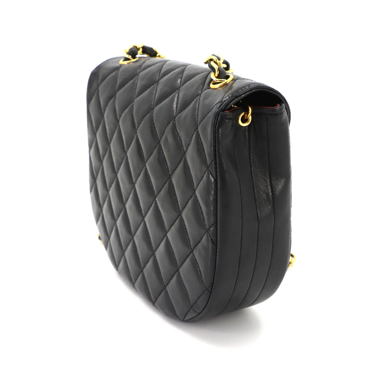 Matelasse Chain Shoulder Bag Leather Black Coco Logos Purse