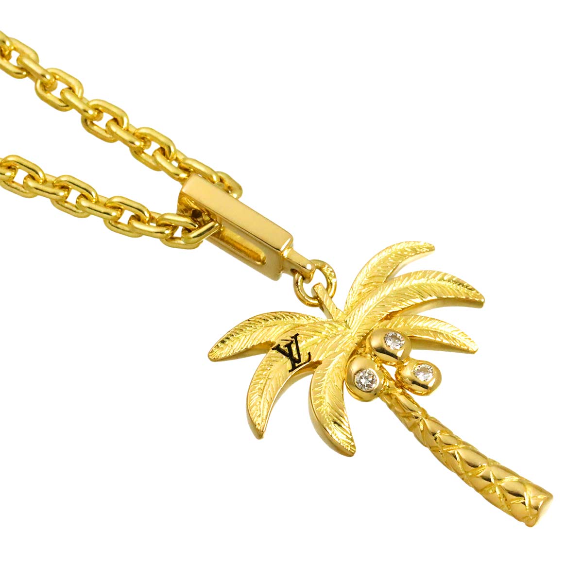 Palm tree Diamond Necklace 18K YG 750