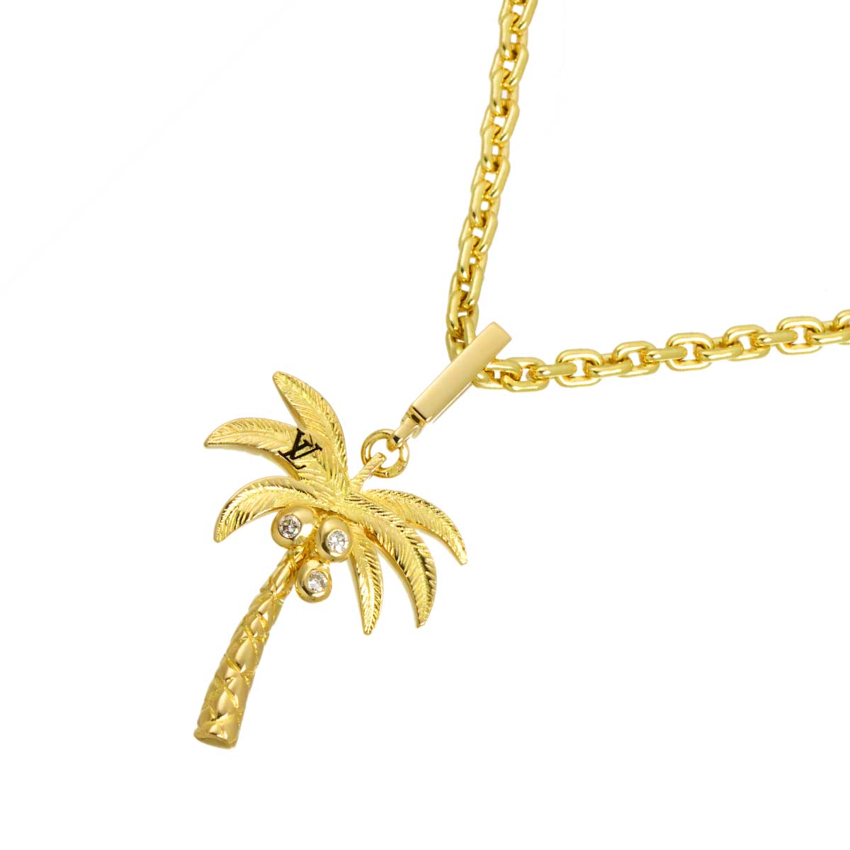 Palm tree Diamond Necklace 18K YG 750