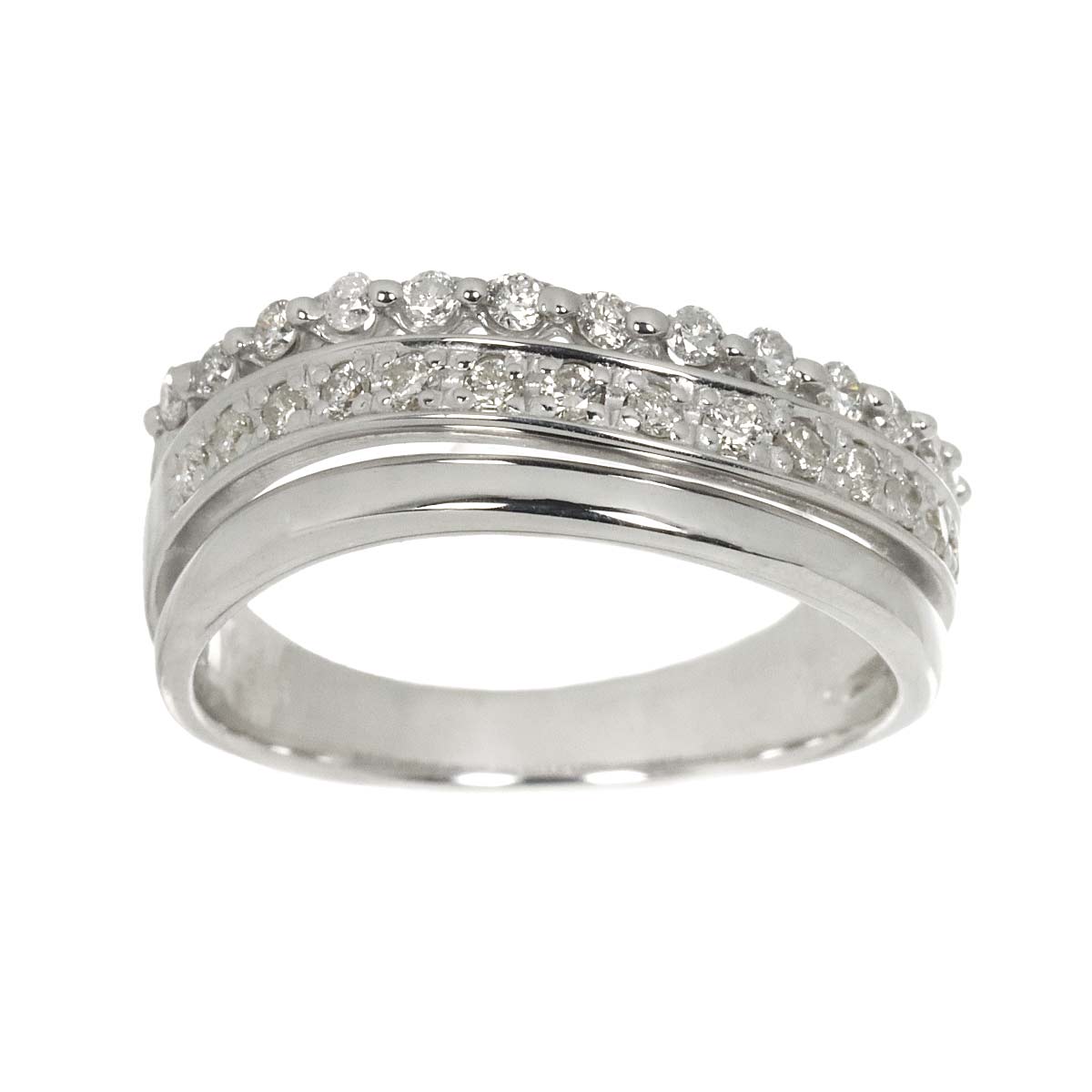 Diamond 0.34ct Ring 18K K18 WG White Gold size5.25-5.5(US)