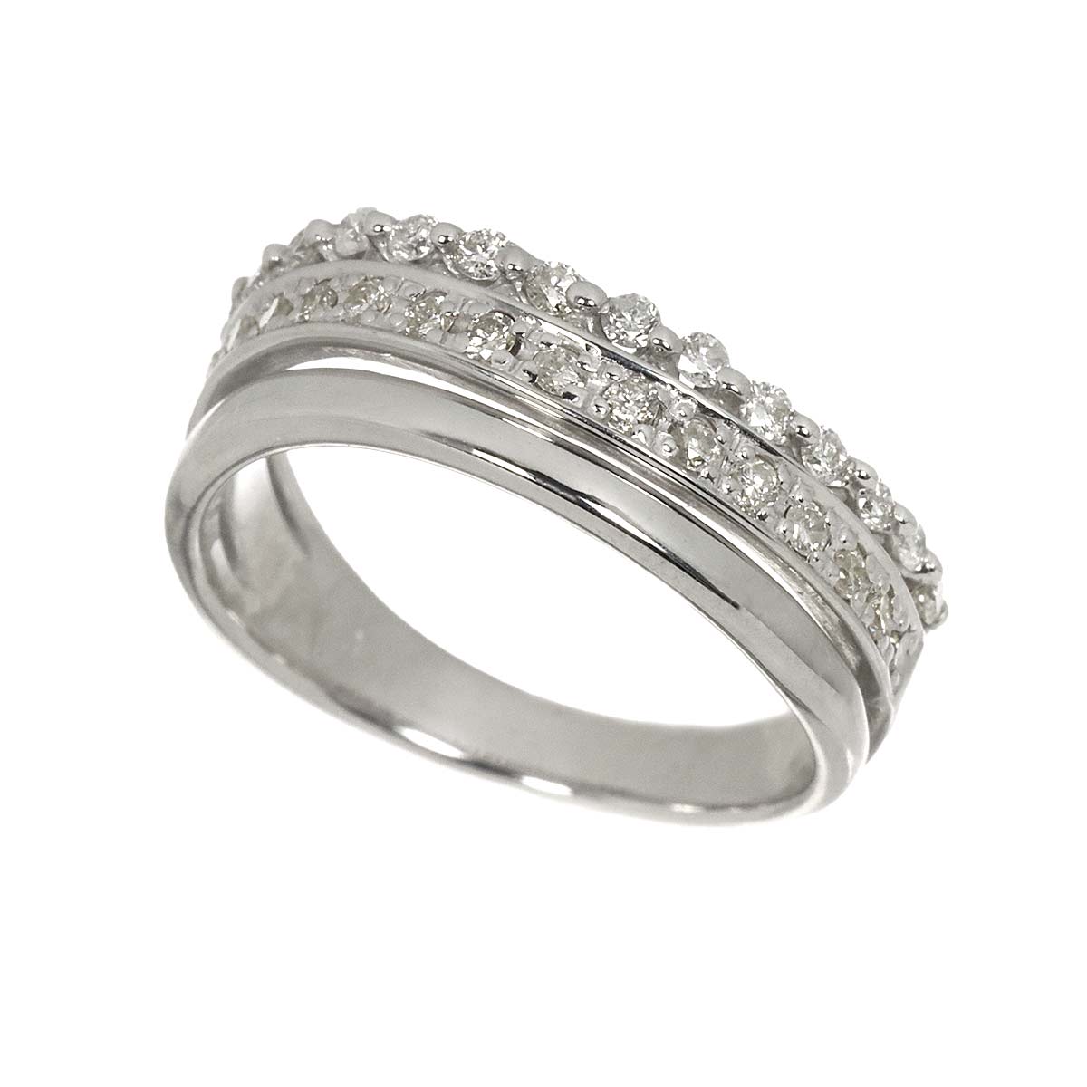 Diamond 0.34ct Ring 18K K18 WG White Gold size5.25-5.5(US)