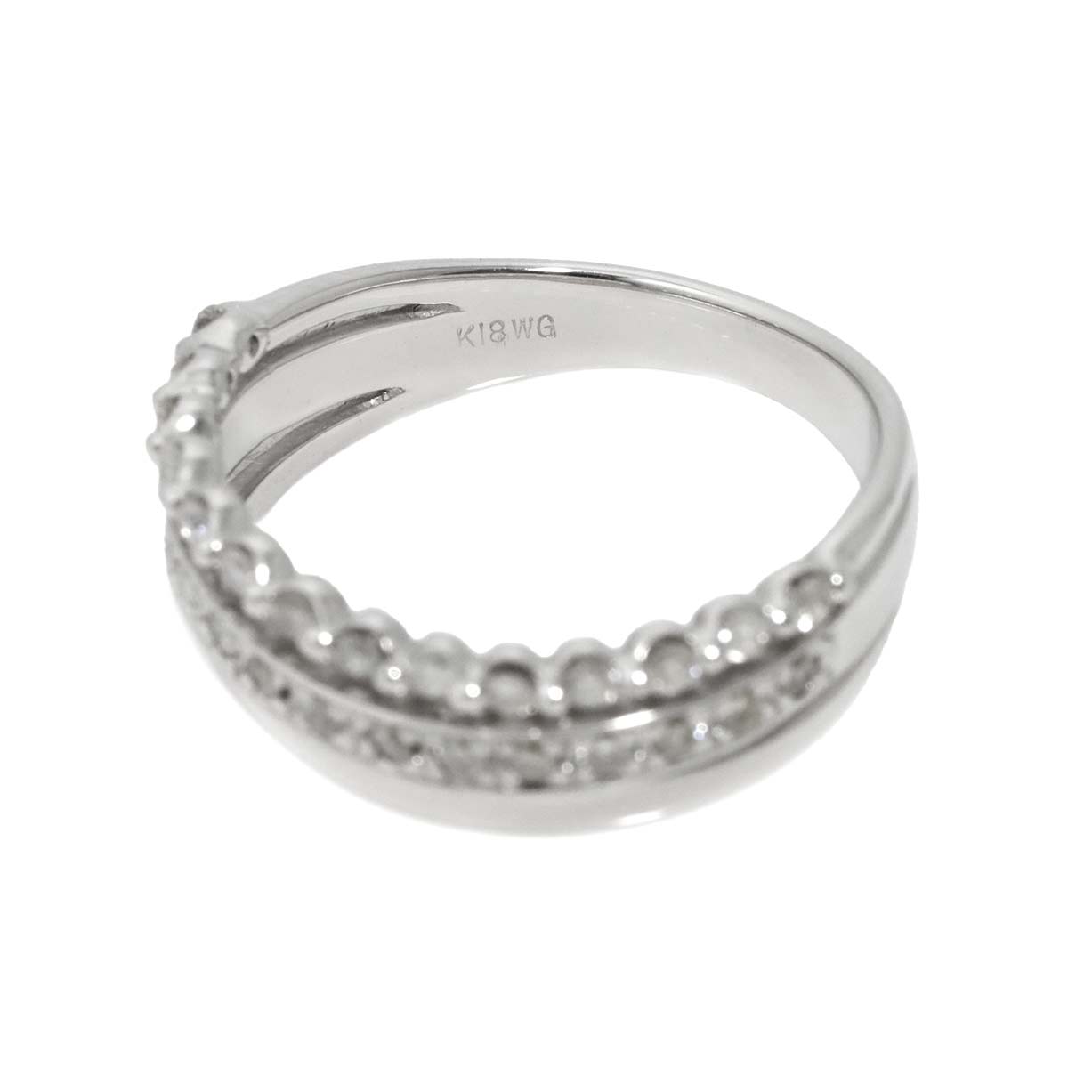 Diamond 0.34ct Ring 18K K18 WG White Gold size5.25-5.5(US)