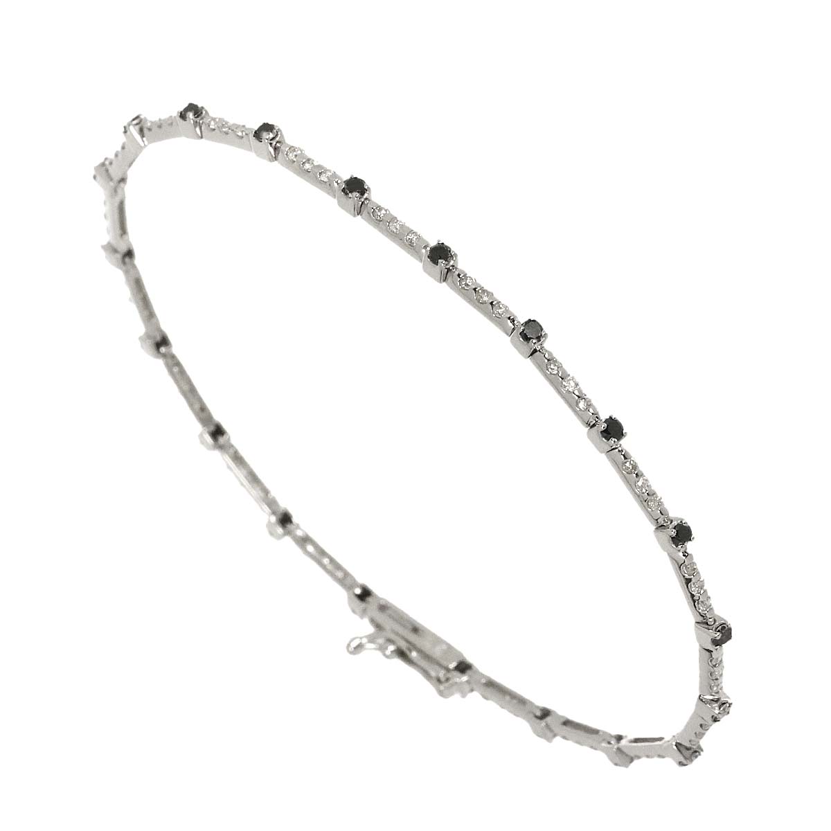 Diamond 0.54ct BlackDiamond 0.56ct Bracelet 18K K18 WG White Gold 750