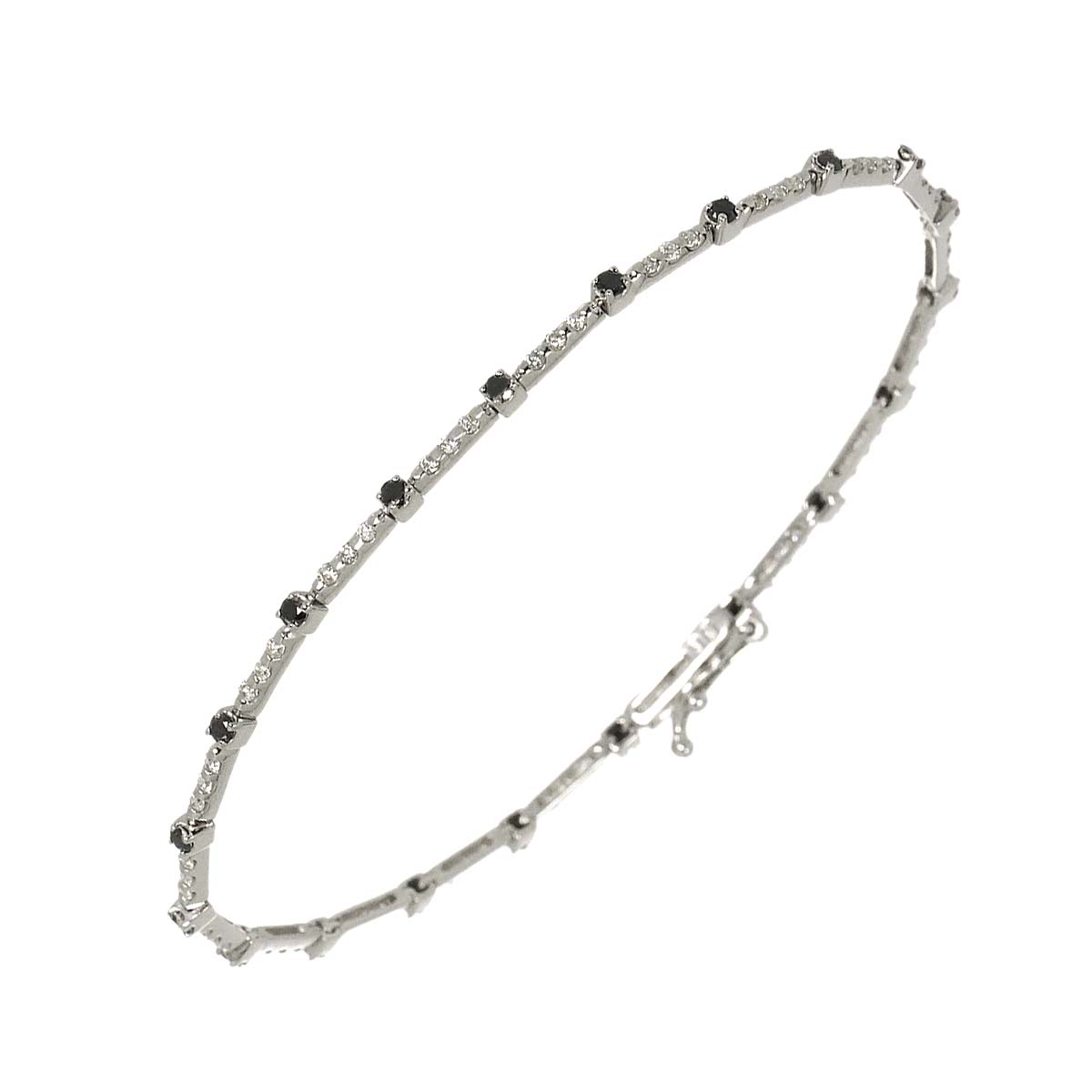 Diamond 0.54ct BlackDiamond 0.56ct Bracelet 18K K18 WG White Gold 750