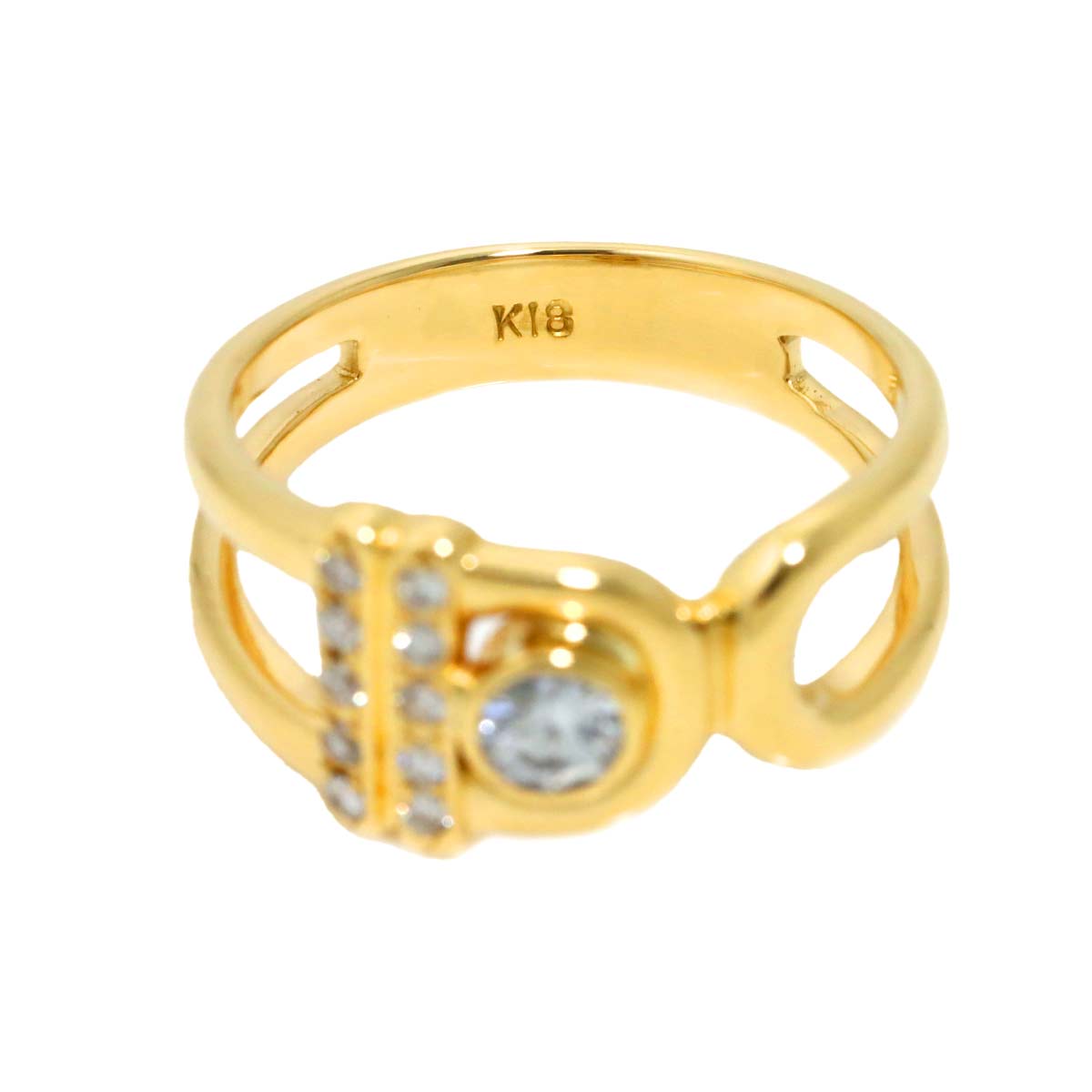 Diamond 0.21ct/0.10ct Ring 18K YG Yellow Gold 750 6-6.25(US)