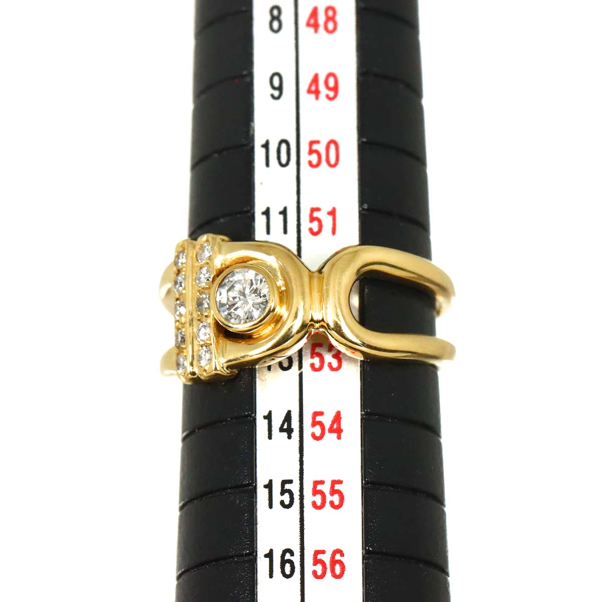 Diamond 0.21ct/0.10ct Ring 18K YG Yellow Gold 750 6-6.25(US)