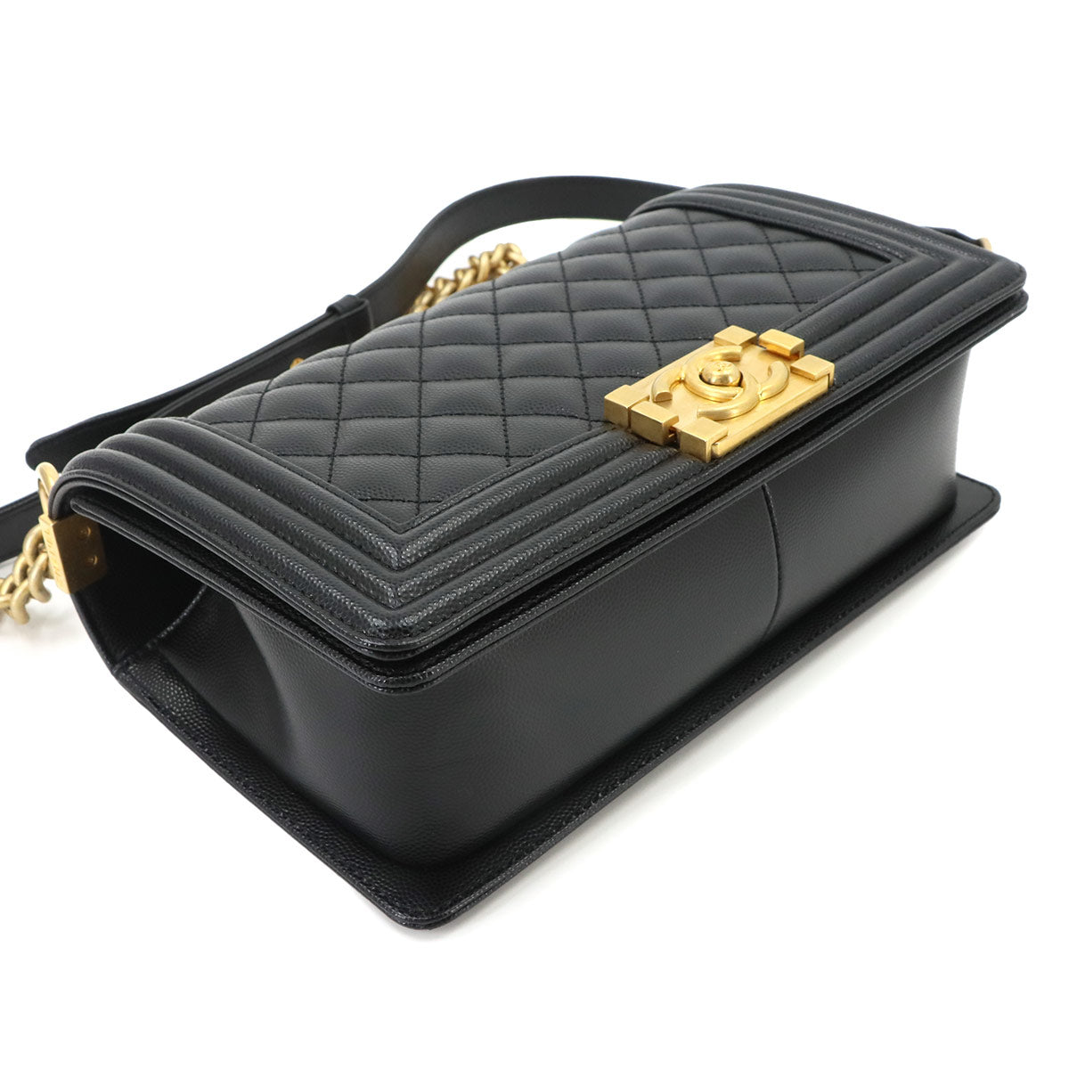 BOY CHANEL Chain Shoulder Bag Leather Black A67086 Purse