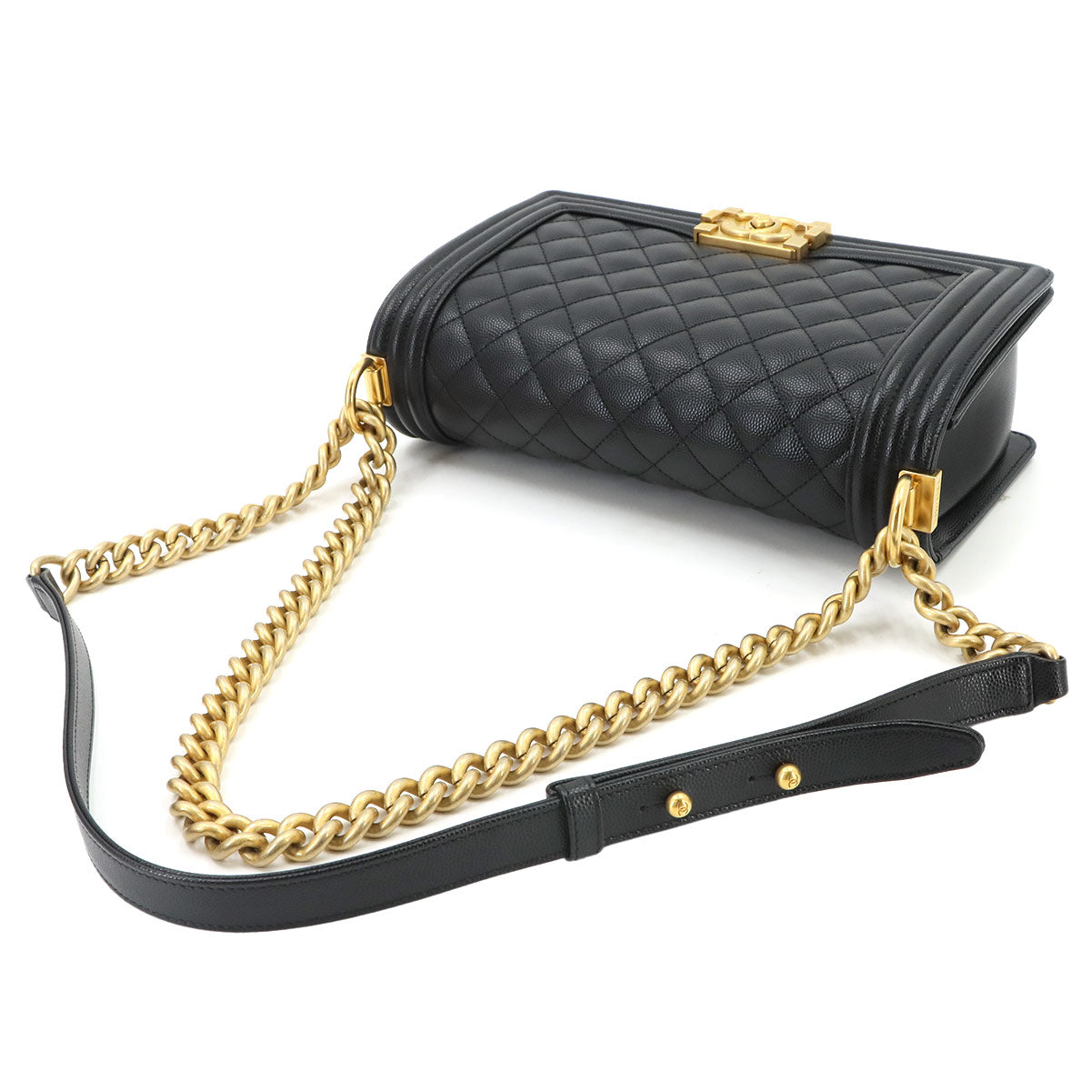 BOY CHANEL Chain Shoulder Bag Leather Black A67086 Purse