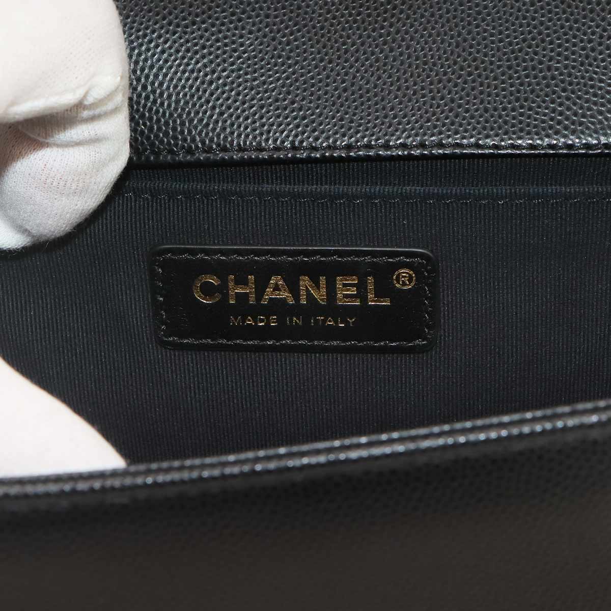 BOY CHANEL Chain Shoulder Bag Leather Black A67086 Purse