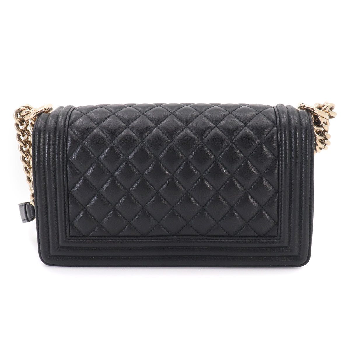 BOY CHANEL Chain Shoulder Bag Leather Black A67086 Purse
