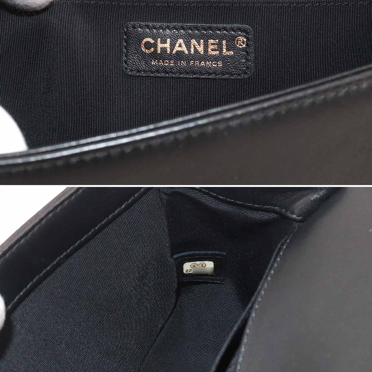 BOY CHANEL Chain Shoulder Bag Leather Black A67086 Purse