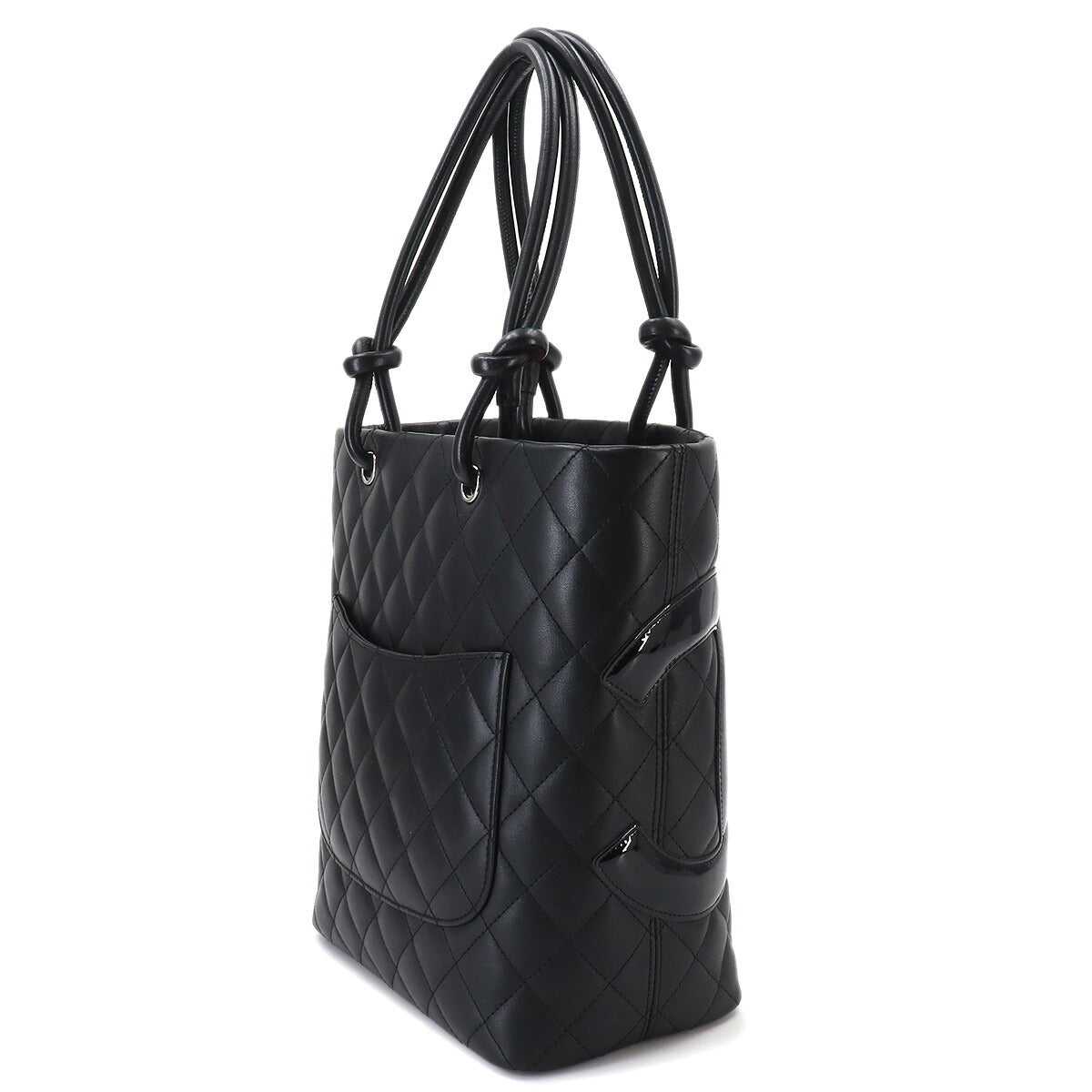 Cambon Line Medium Tote Bag Leather Enamel Black A25167 Purse