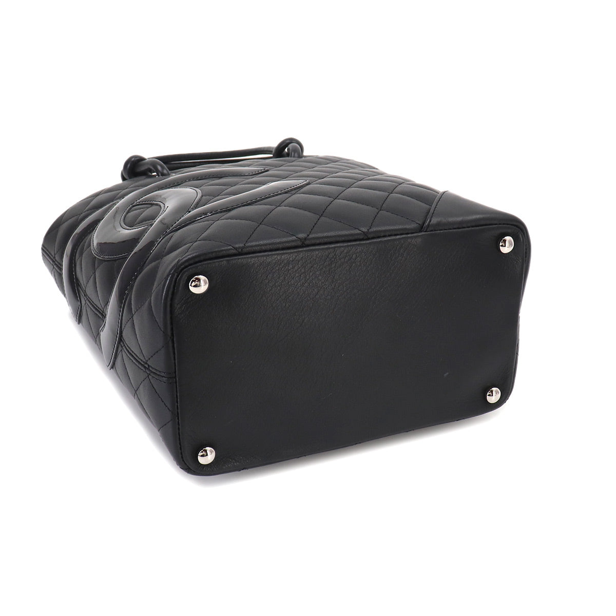 Cambon Line Medium Tote Bag Leather Enamel Black A25167 Purse