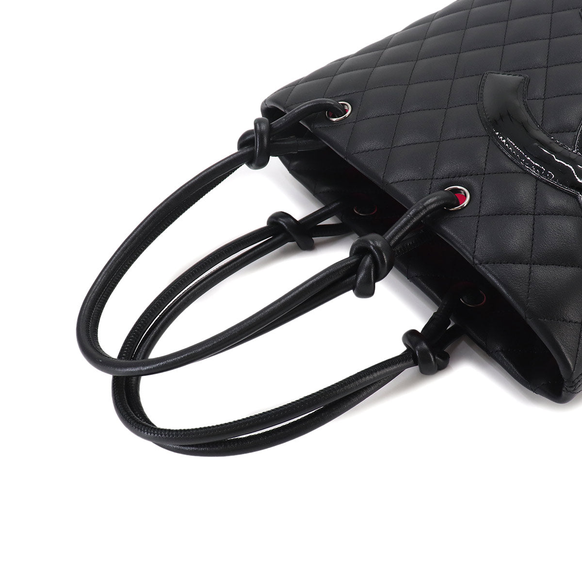 Cambon Line Medium Tote Bag Leather Enamel Black A25167 Purse