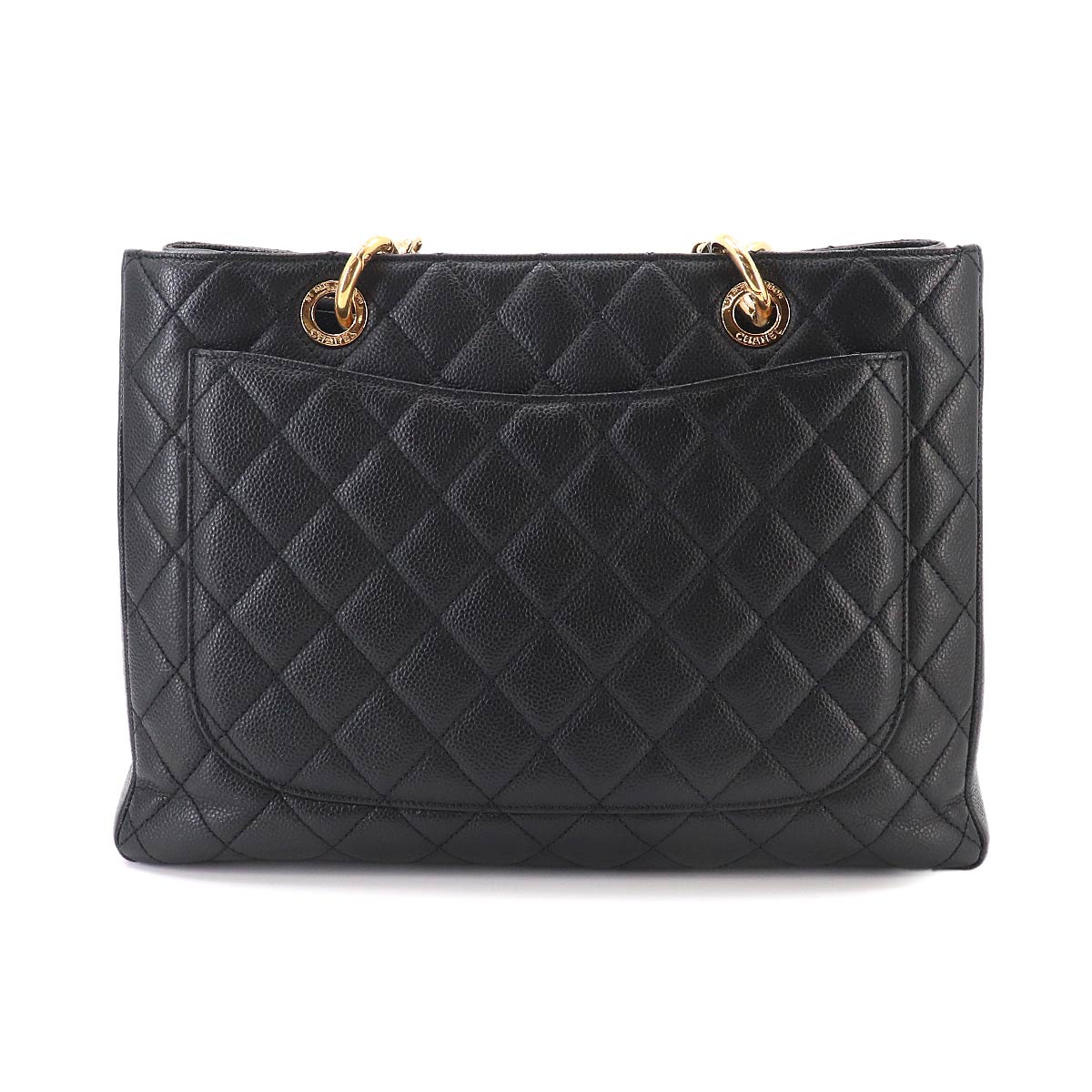 Matelasse Grand Shopping Tote Bag Leather Black GST A50995