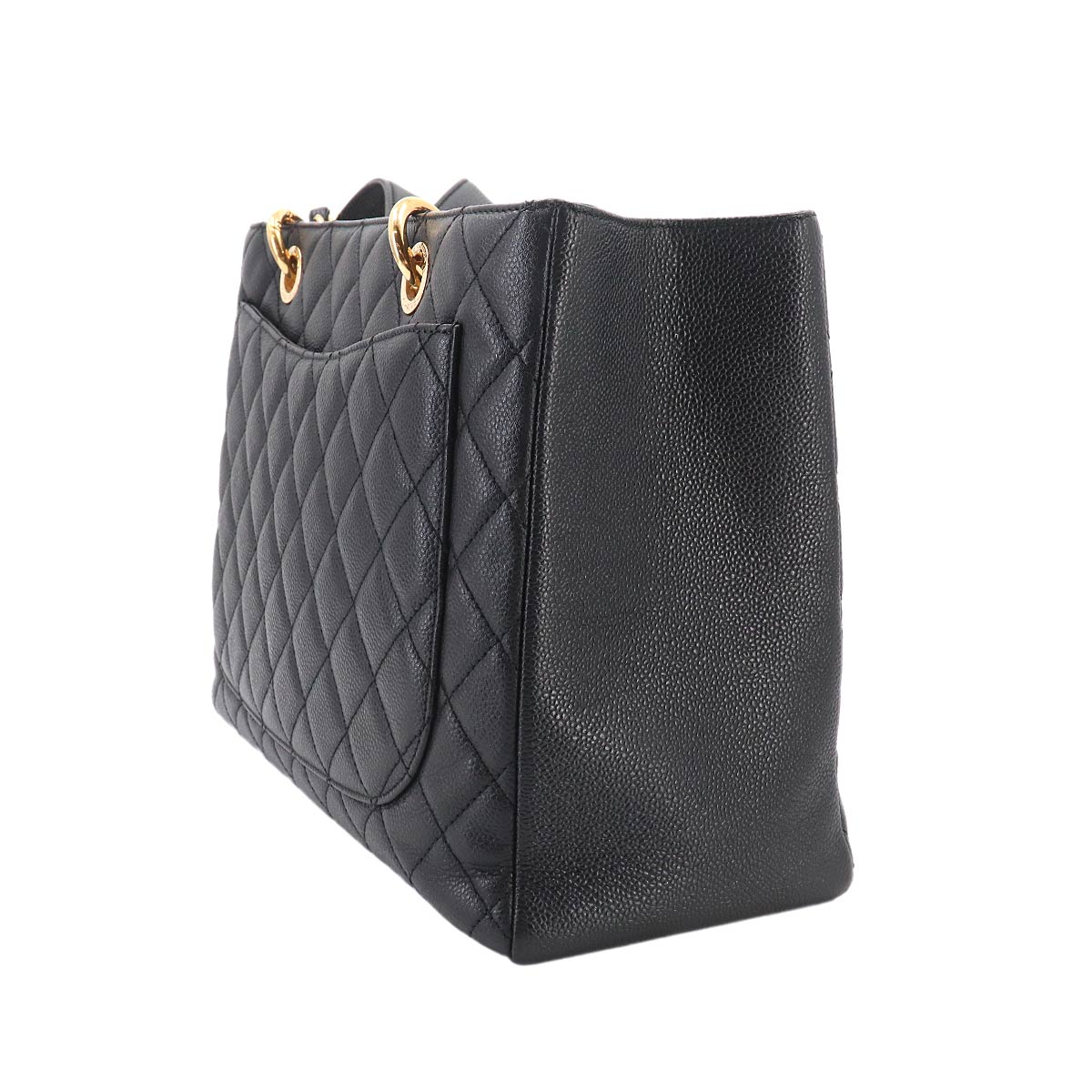 Matelasse Grand Shopping Tote Bag Leather Black GST A50995