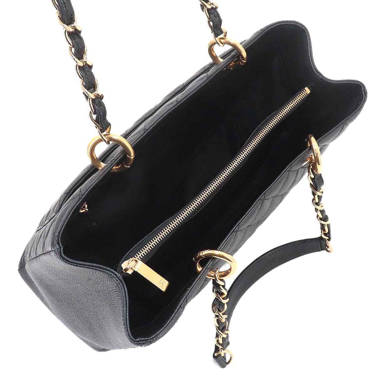Matelasse Grand Shopping Tote Bag Leather Black GST A50995