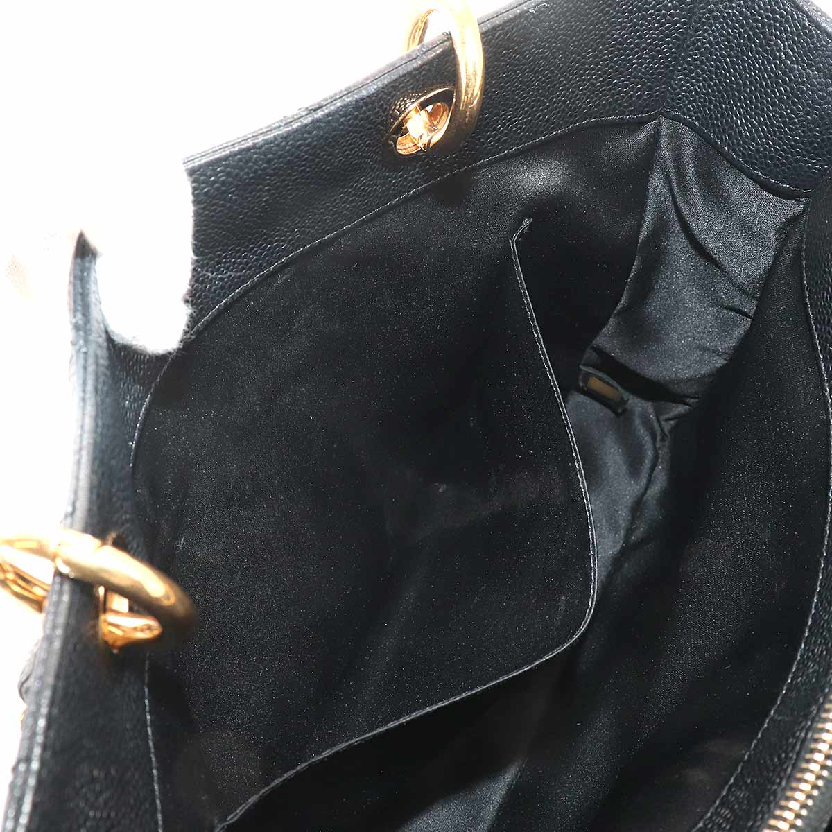 Matelasse Grand Shopping Tote Bag Leather Black GST A50995