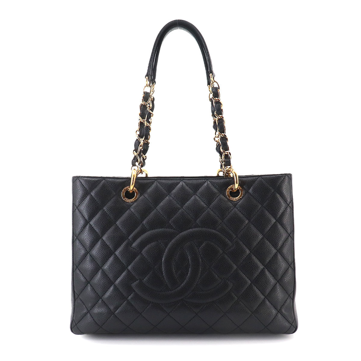 Matelasse Grand Shopping Tote Bag Leather Black GST A50995