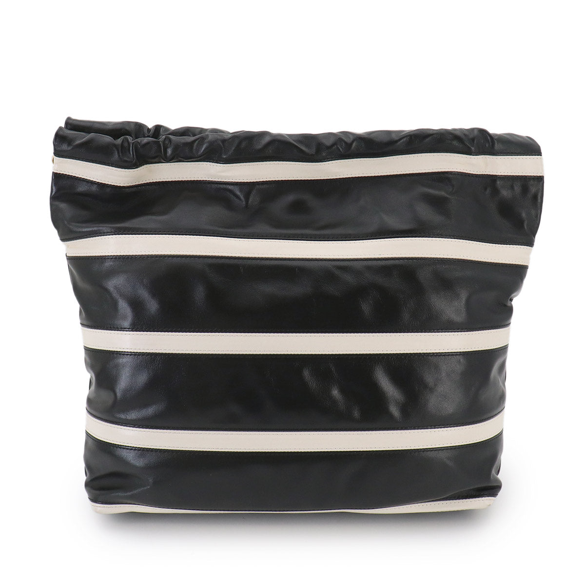 CHANEL 22 Small Chain Shoulder Bag Leather Black White Stripe AS3260