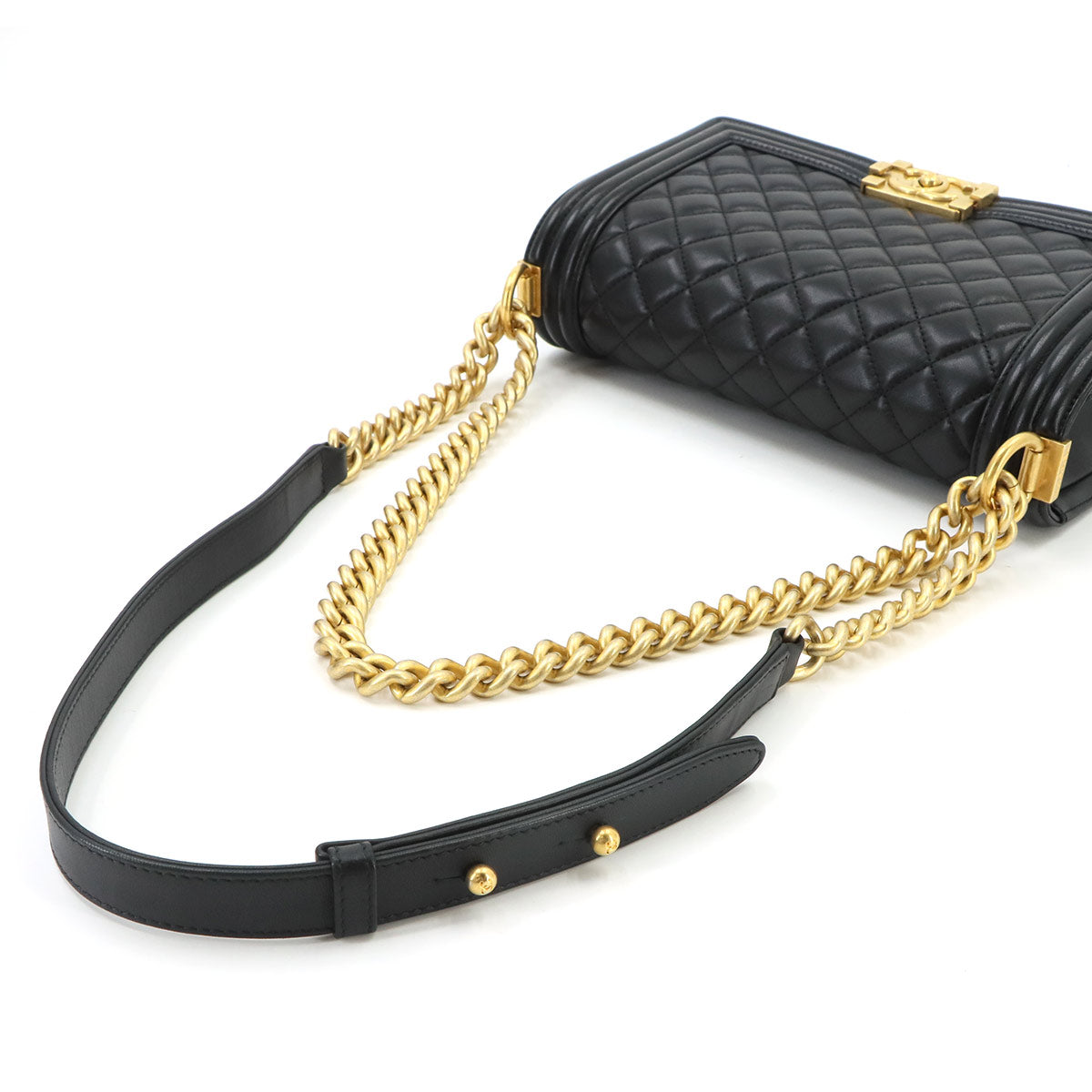 BOY CHANEL Chain Shoulder Bag Leather Black A67086 Purse