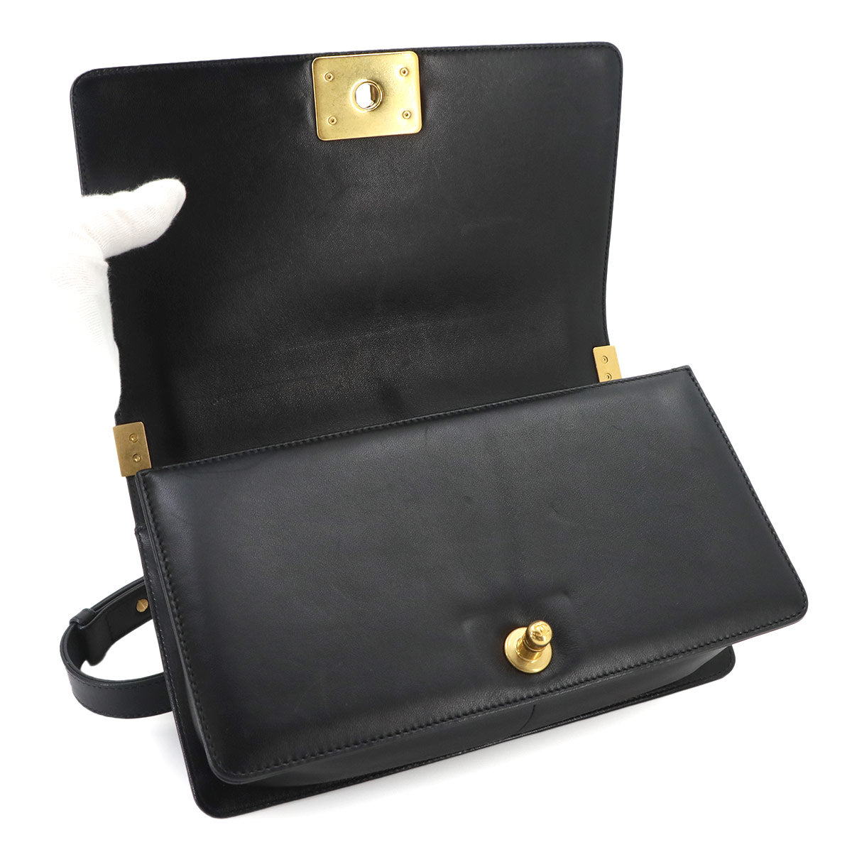 BOY CHANEL Chain Shoulder Bag Leather Black A67086 Purse