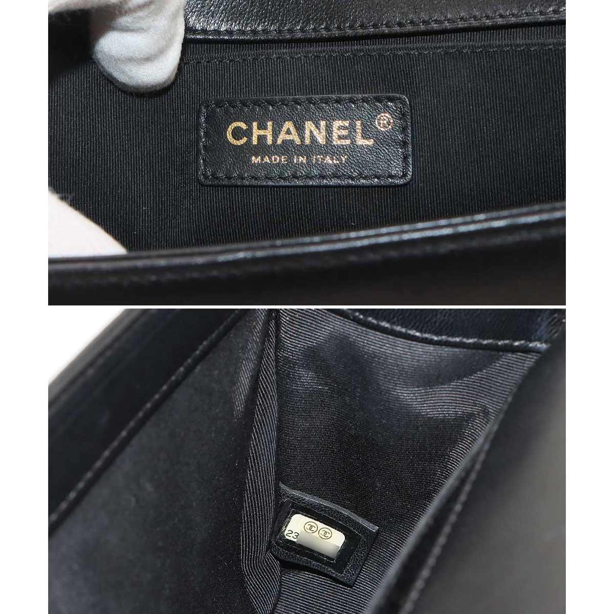 BOY CHANEL Chain Shoulder Bag Leather Black A67086 Purse