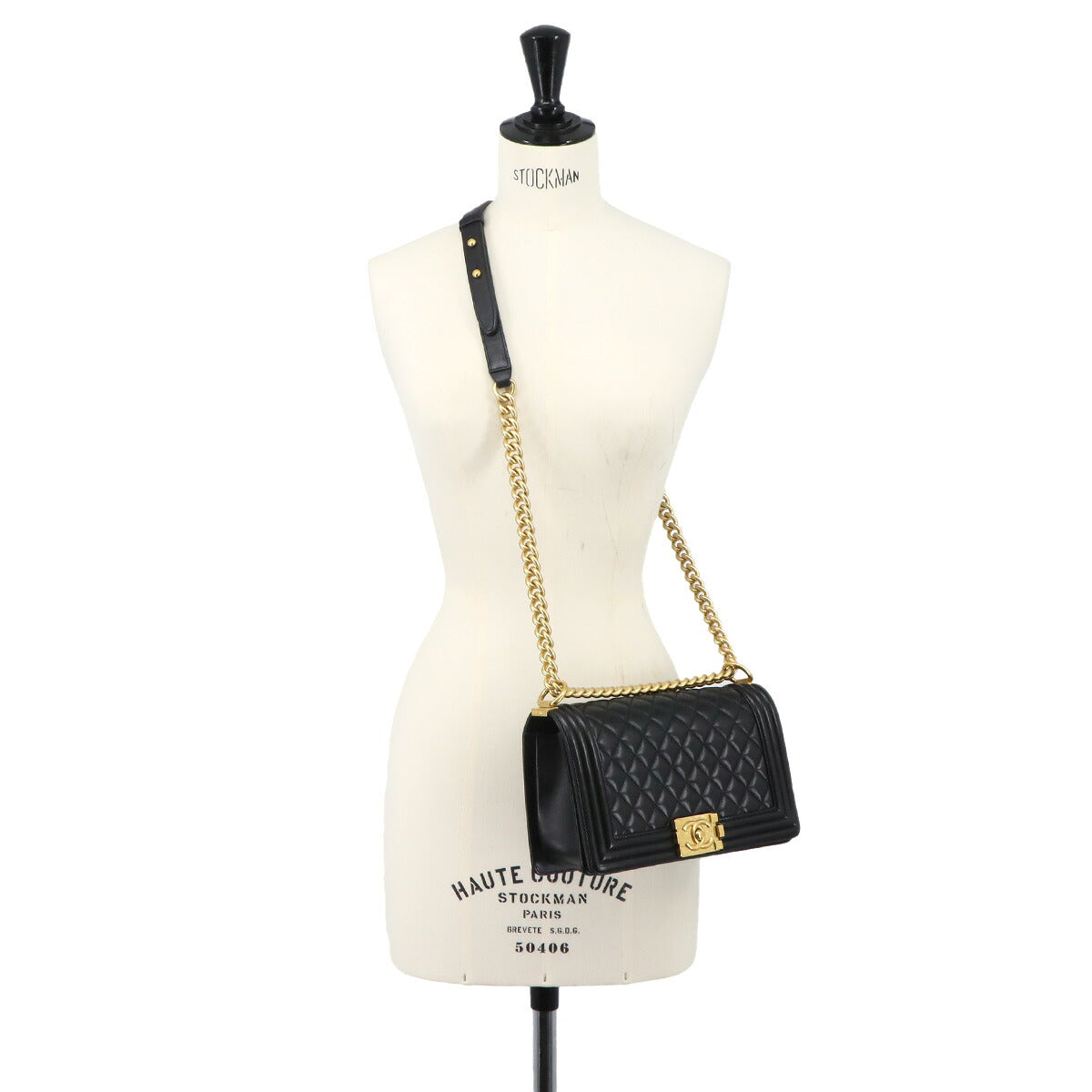 BOY CHANEL Chain Shoulder Bag Leather Black A67086 Purse