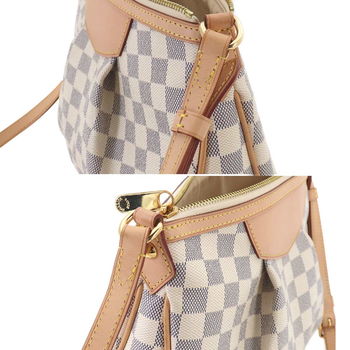 Damier Azur Siracusa PM Shoulder Bag White N41113