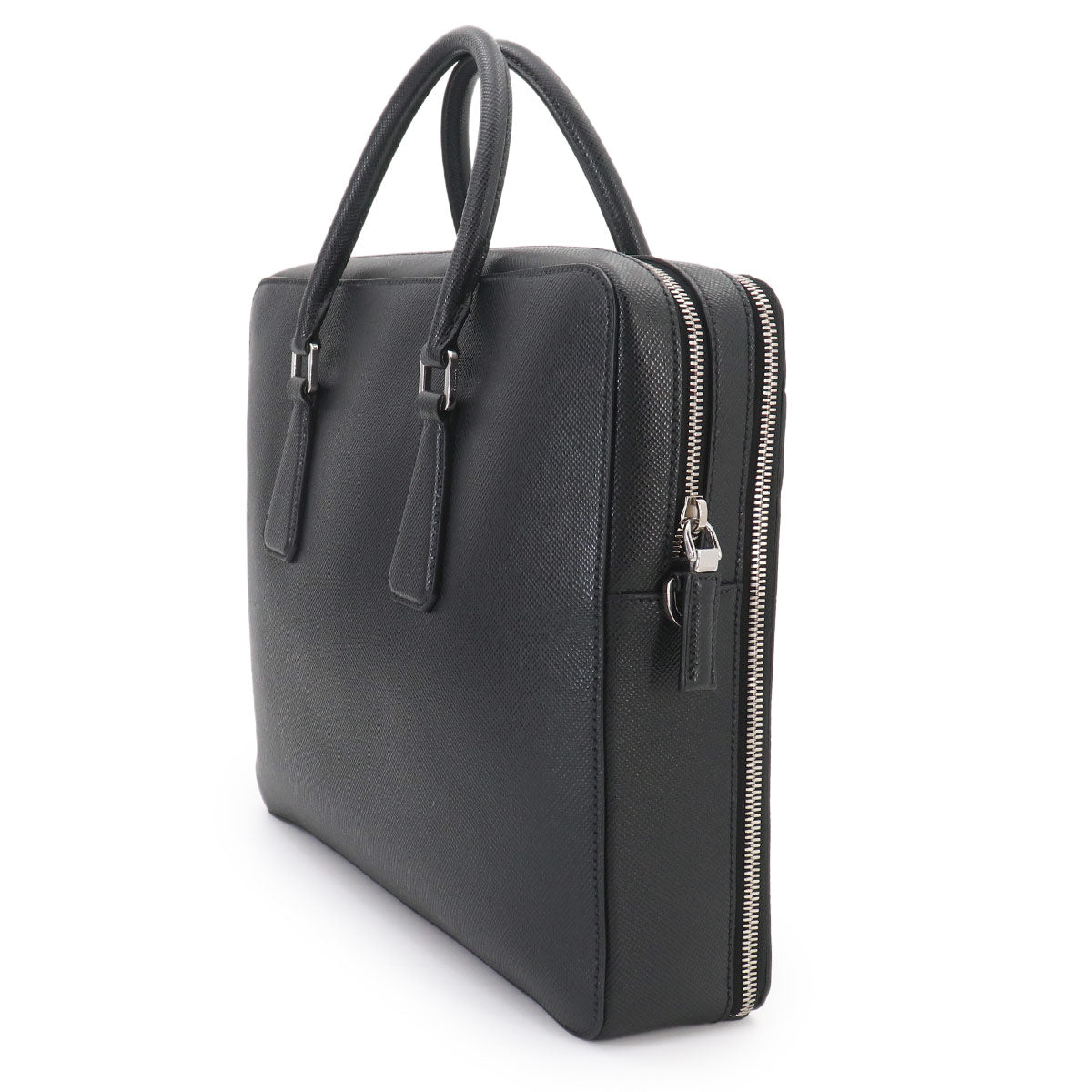 Briefcase Shoulder Bag Saffiano Leather Black 2VE366