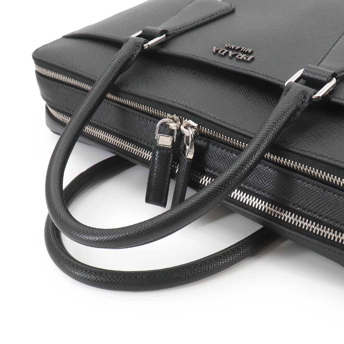 Briefcase Shoulder Bag Saffiano Leather Black 2VE366
