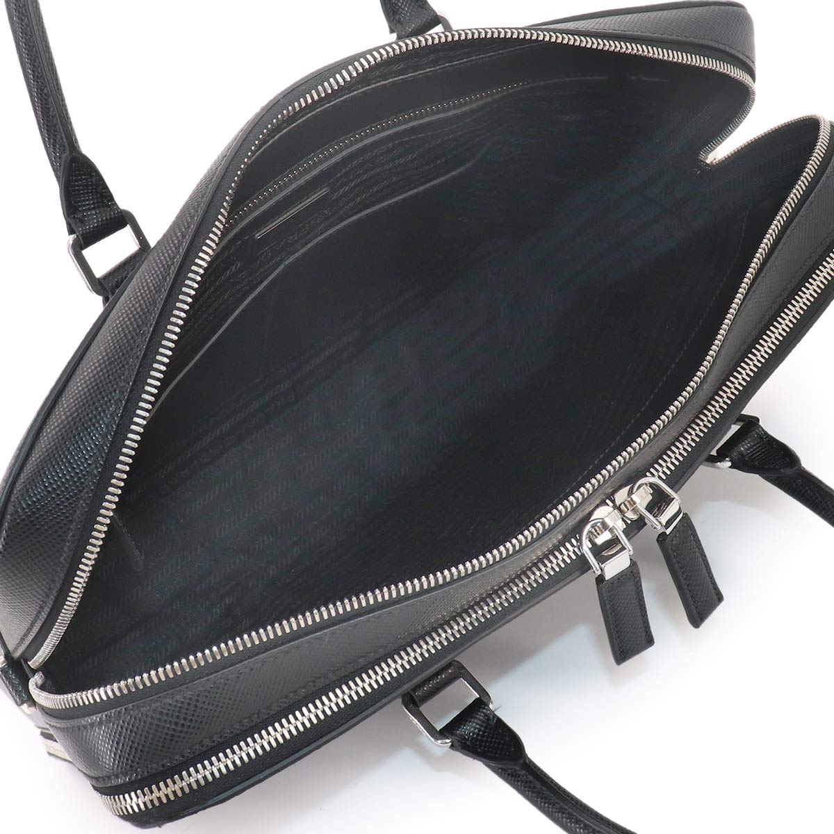 Briefcase Shoulder Bag Saffiano Leather Black 2VE366