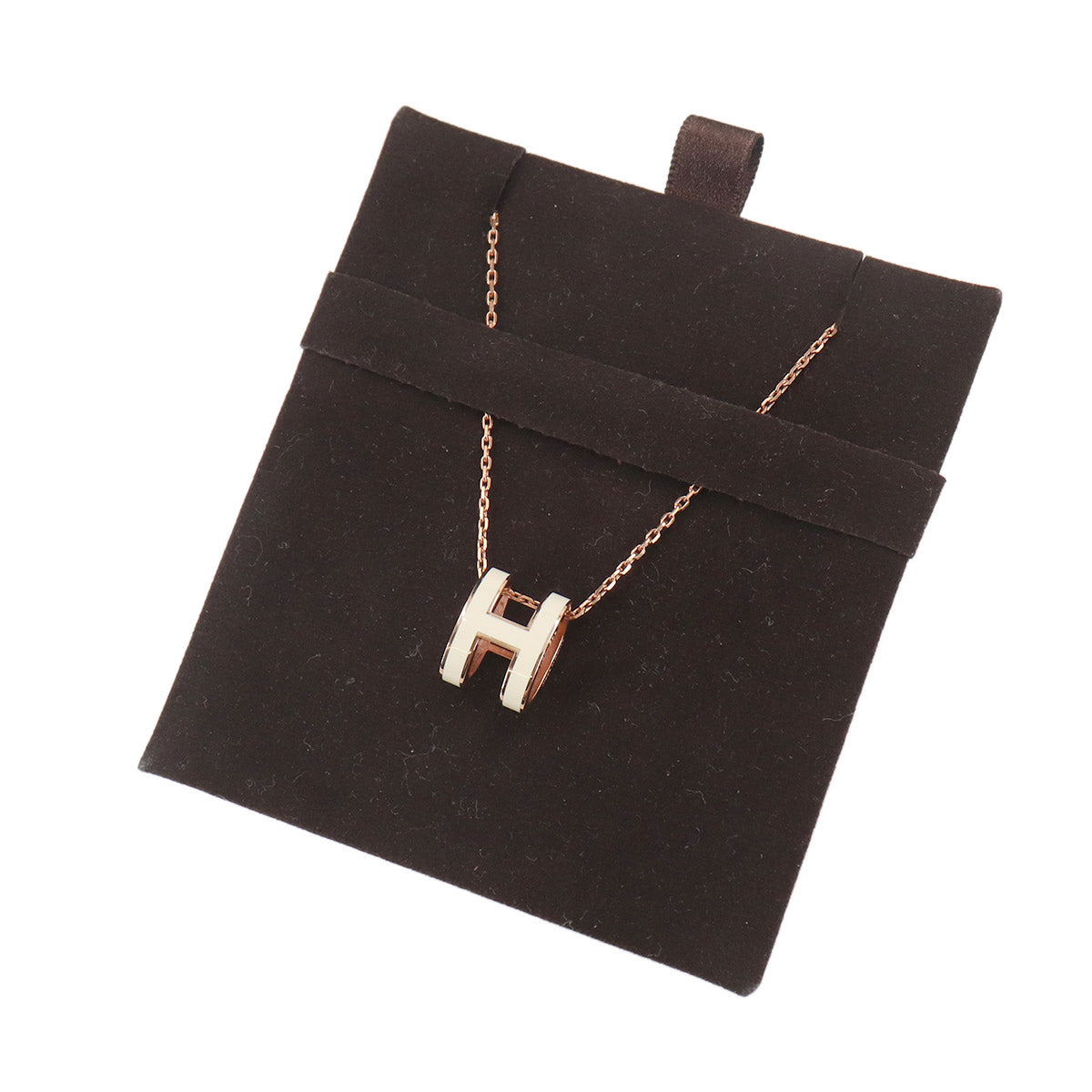Pop H Chain Necklace White Pink gold Accessory