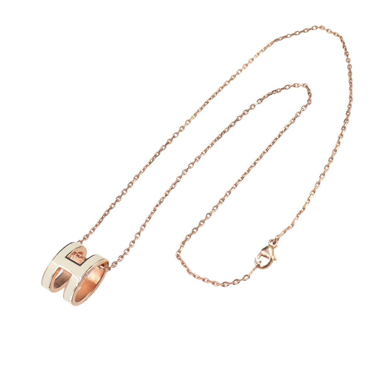 Pop H Chain Necklace White Pink gold Accessory